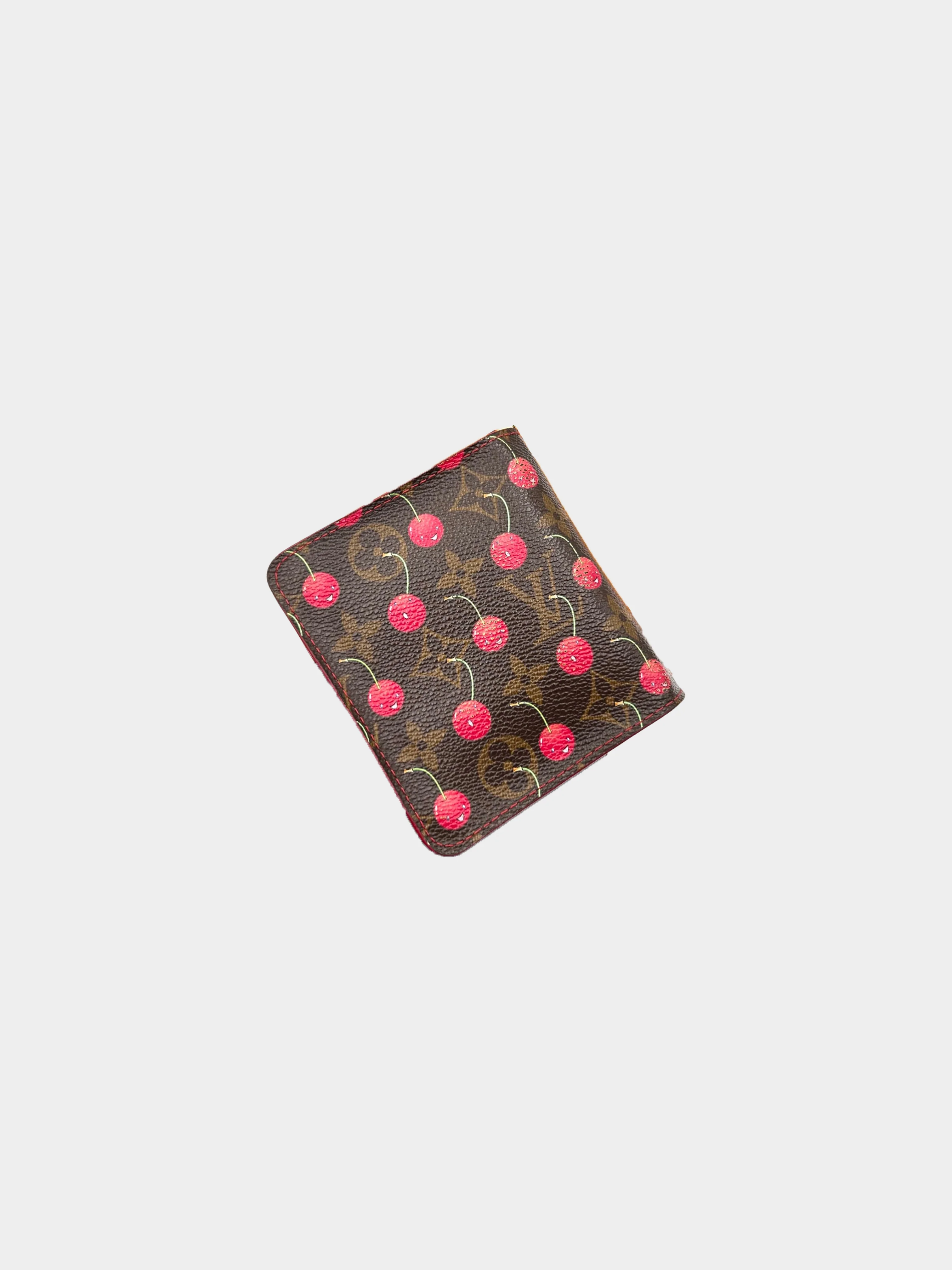 Louis Vuitton x Takashi Murakami 2005 Brown Cherry Print Monogram Bifold Wallet - Image 2