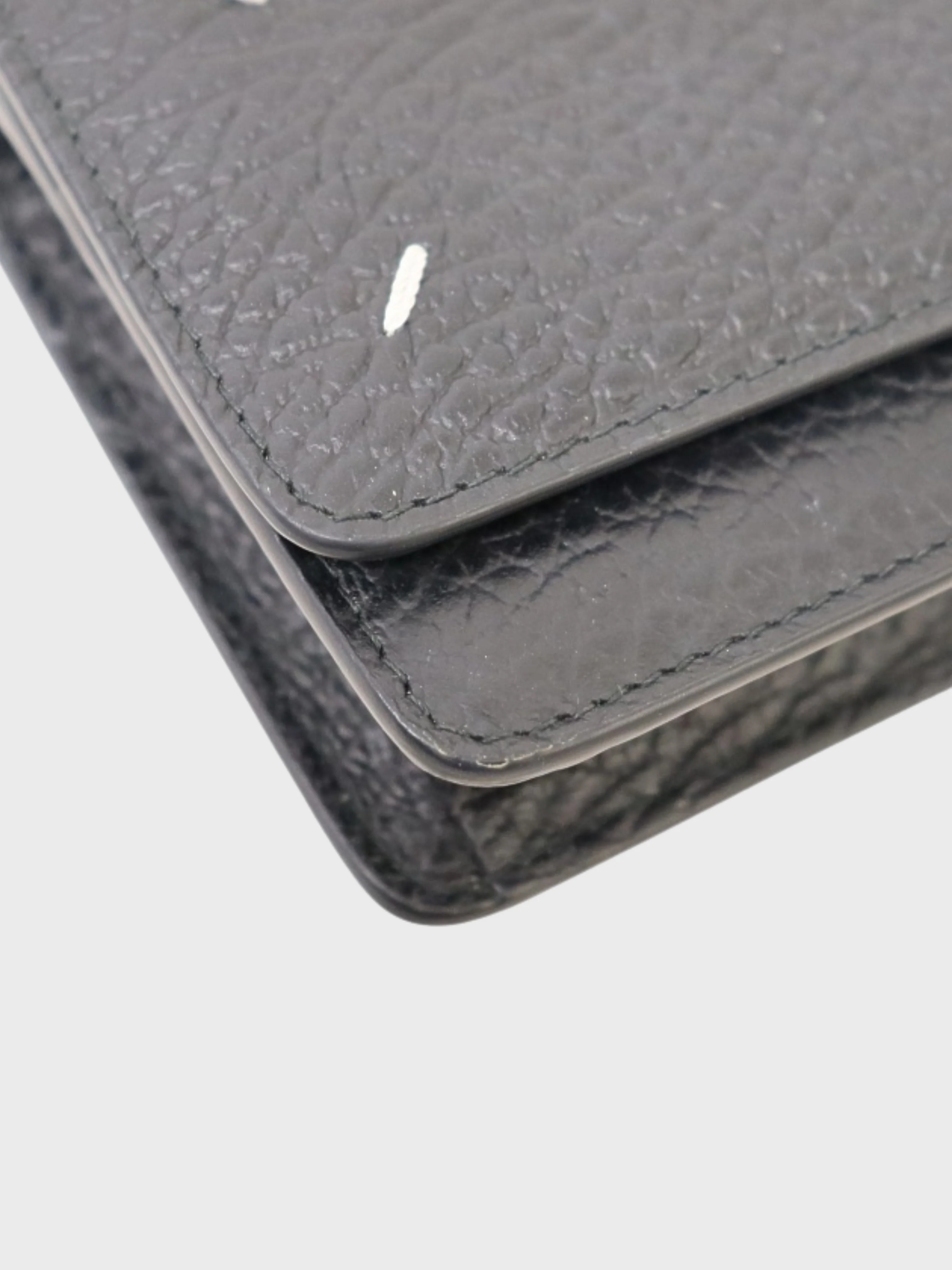 Maison Margiela 2010s Black Leather 4-Stitch Chain Wallet - Image 5
