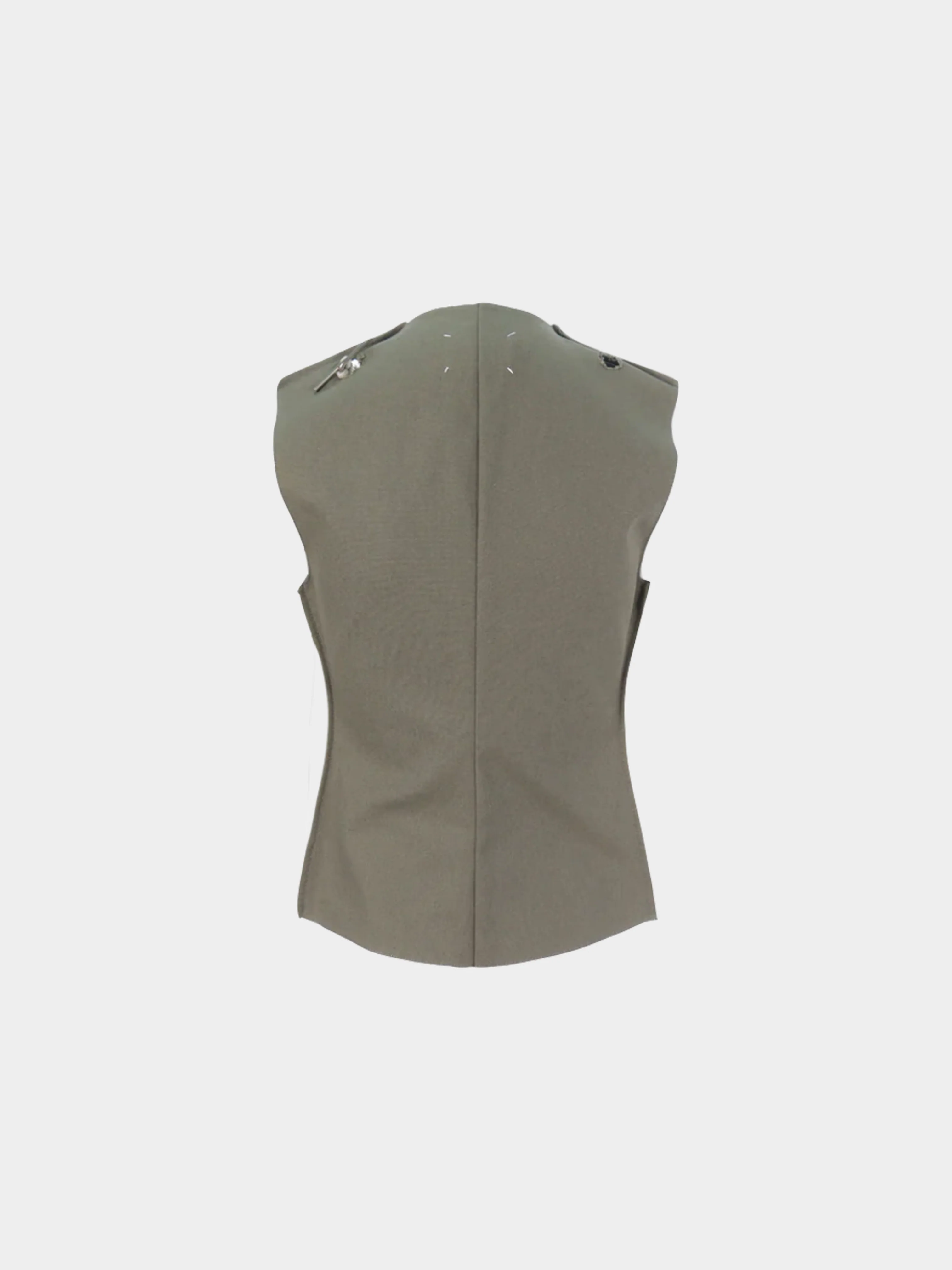 Maison Martin Margiela SS 1998 Olive Green Cotton Vest - Image 2