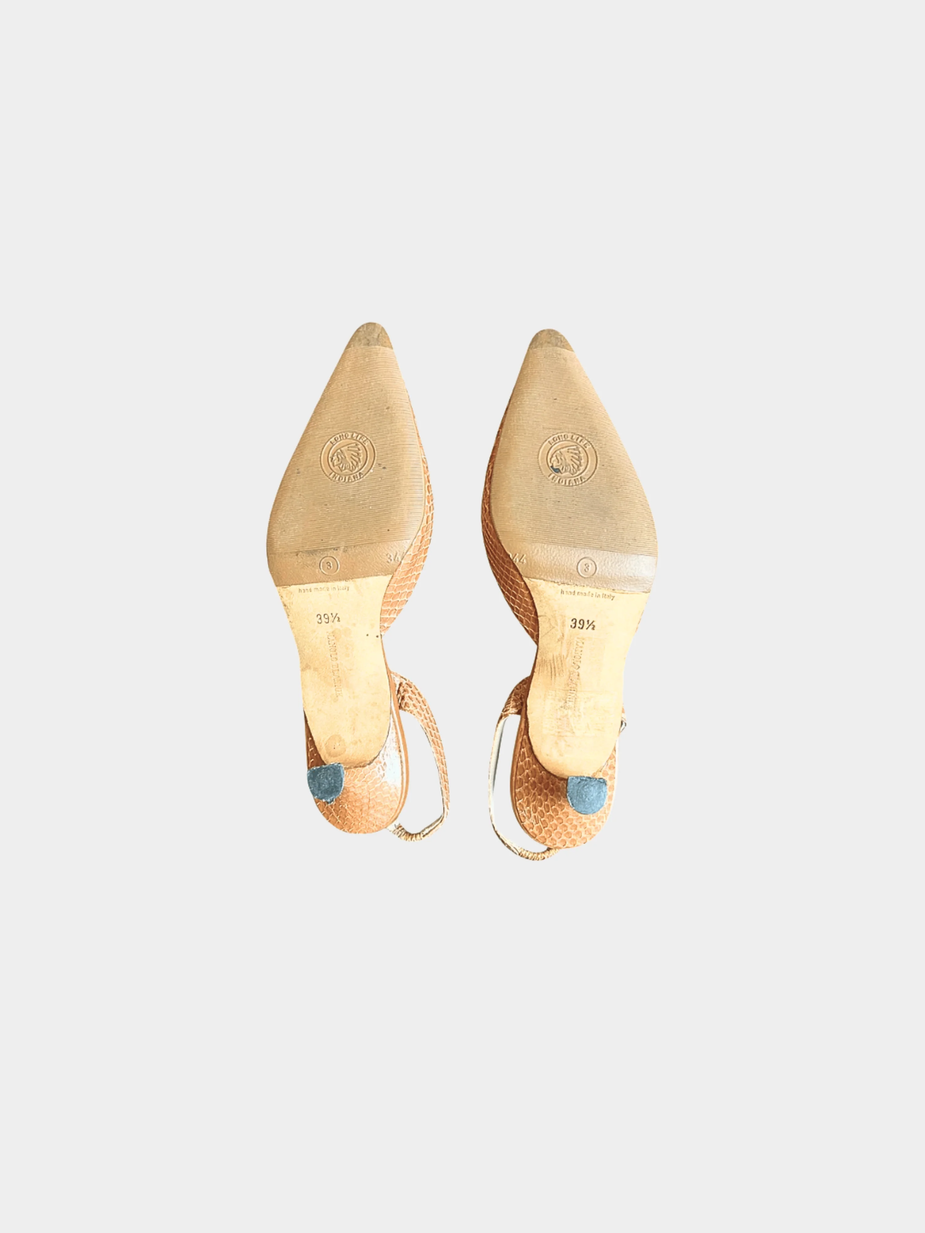 Manolo Blahnik 2000s Tan Python Leather Heels - Image 4