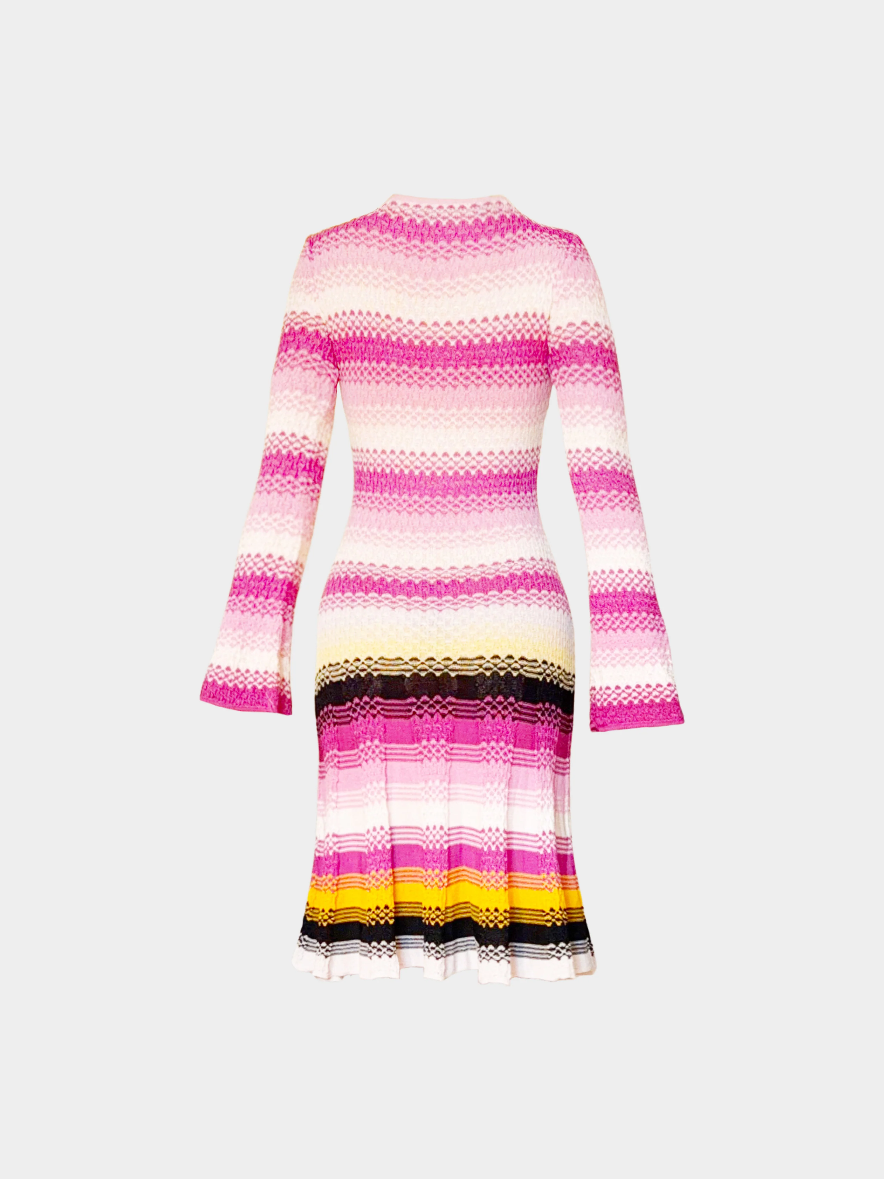 Missoni 2000s Multicolor Stripe Print Long Sleeve Knitted Dress - Image 2
