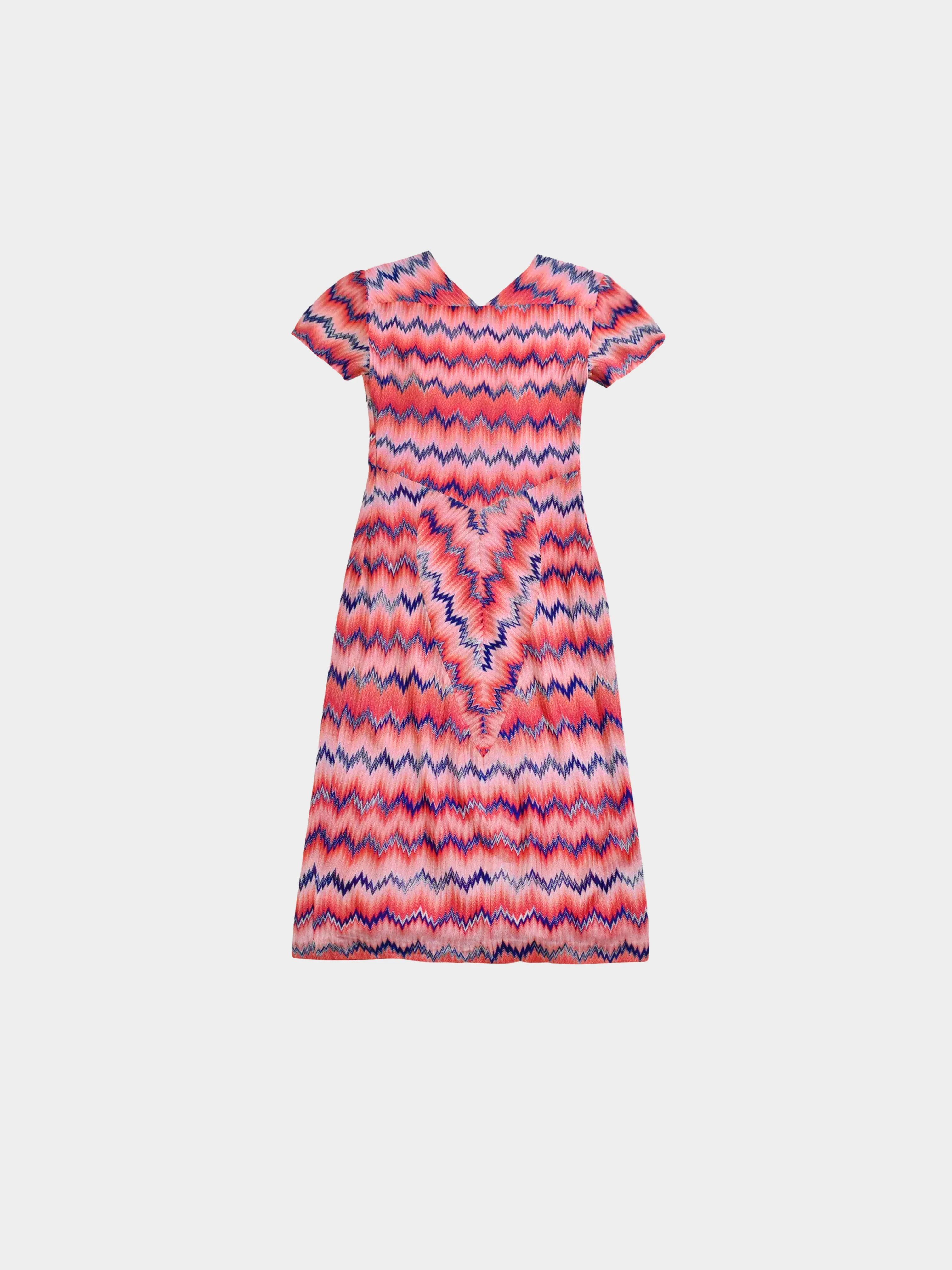 Missoni 2000s Pink Chevron Midi Dress - Image 2