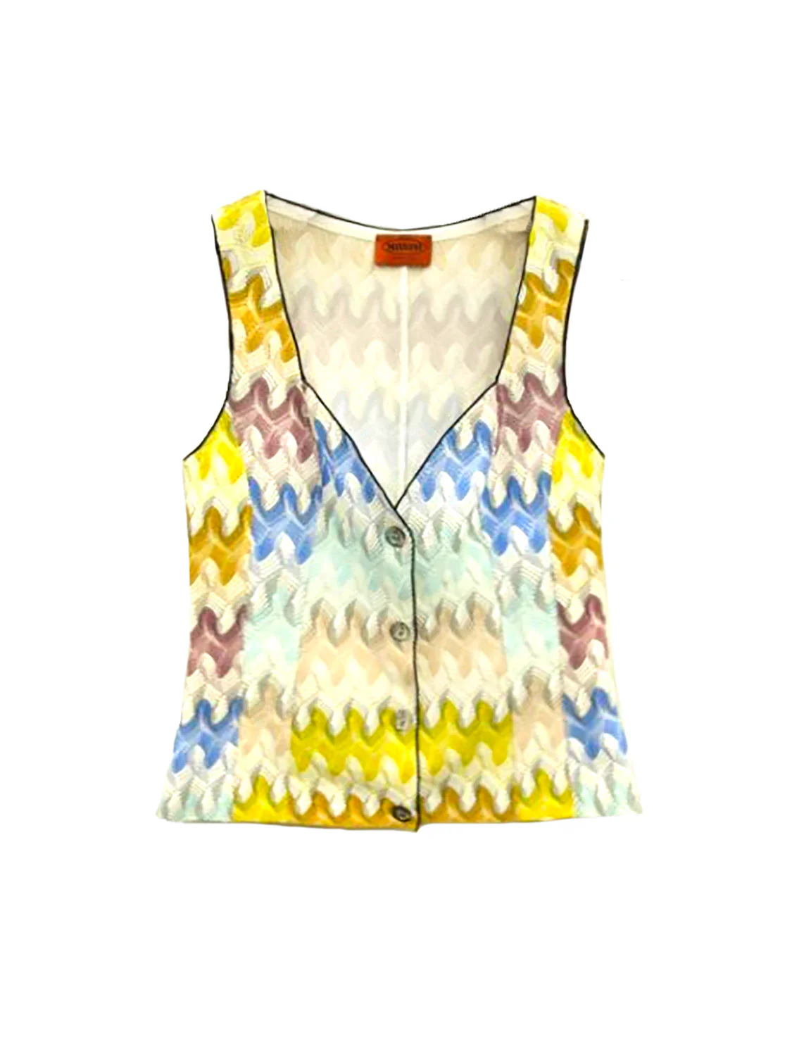 Missoni 2000s Knit Multicolor Patterned Button Vest
