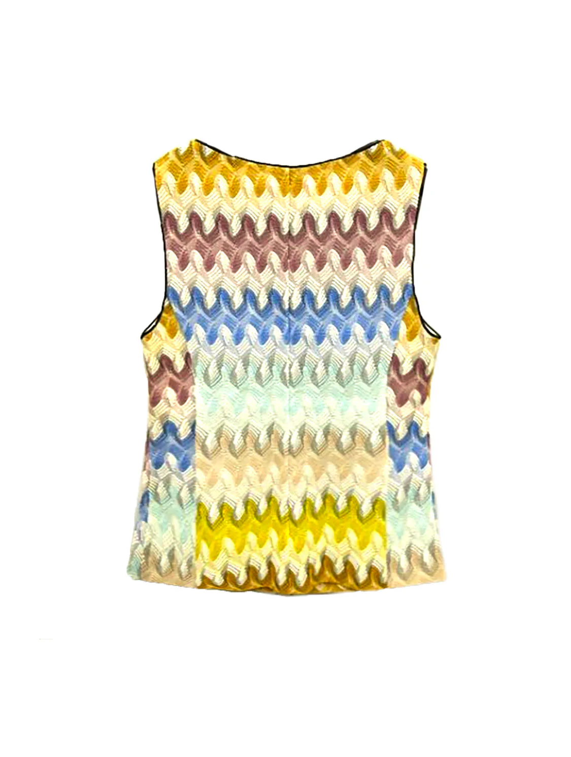 Missoni 2000s Knit Multicolor Patterned Button Vest - Image 2