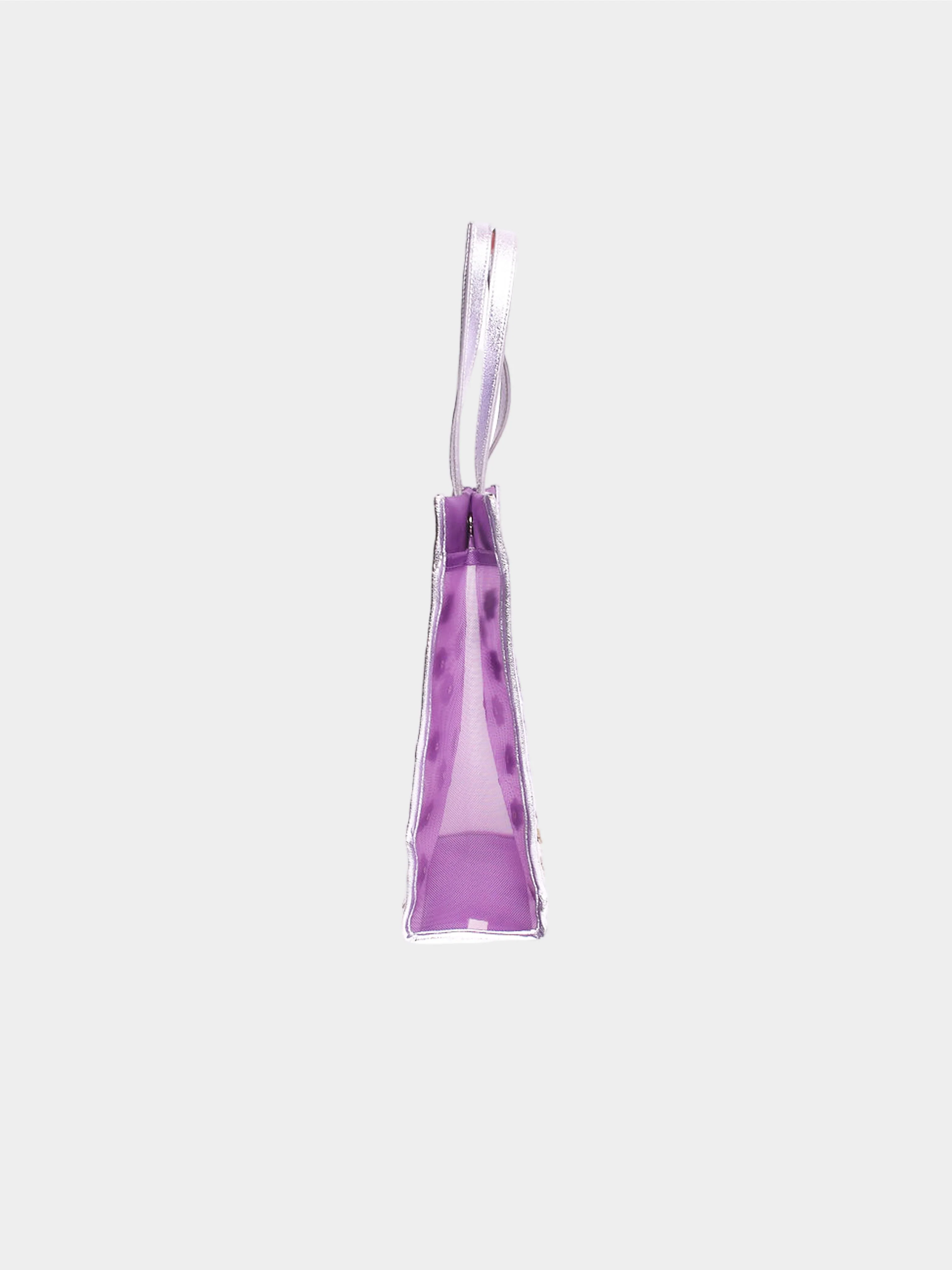 Miu Miu 1999 Metallic Lilac Floral Mesh Tote Bag - Image 3