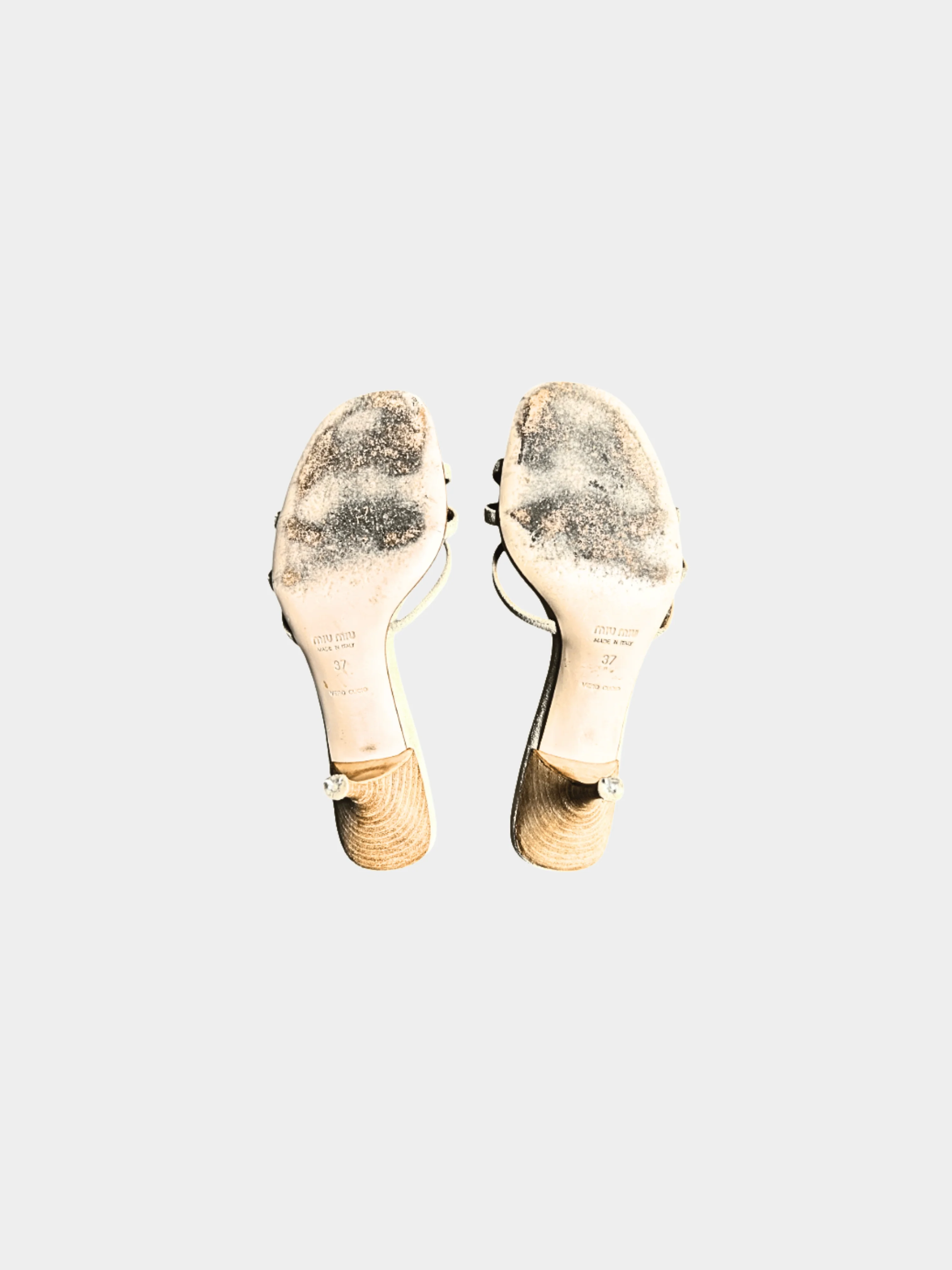 Miu Miu 2000s Beige Floral Suede Mule Heels - Image 5