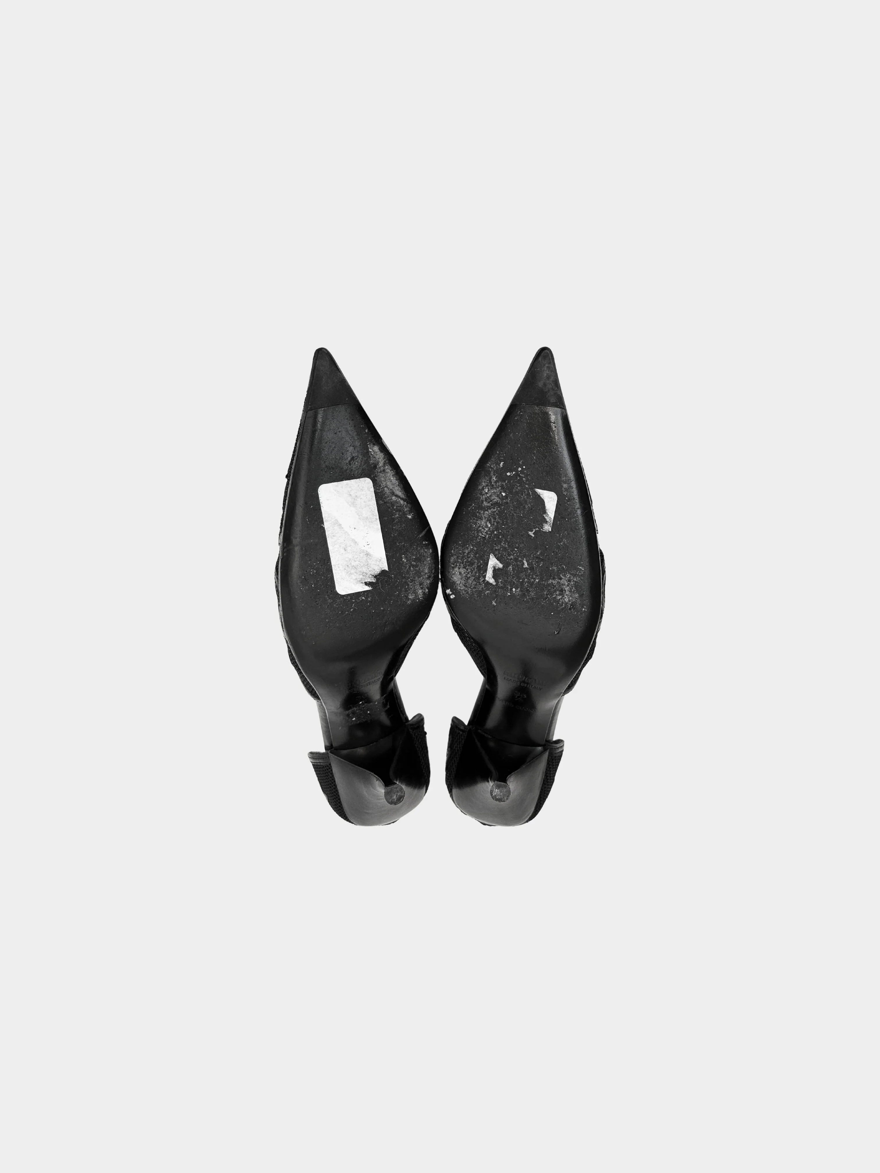 Miu Miu 2000s Black Leather and Mesh D'Orsay Pumps - Image 3