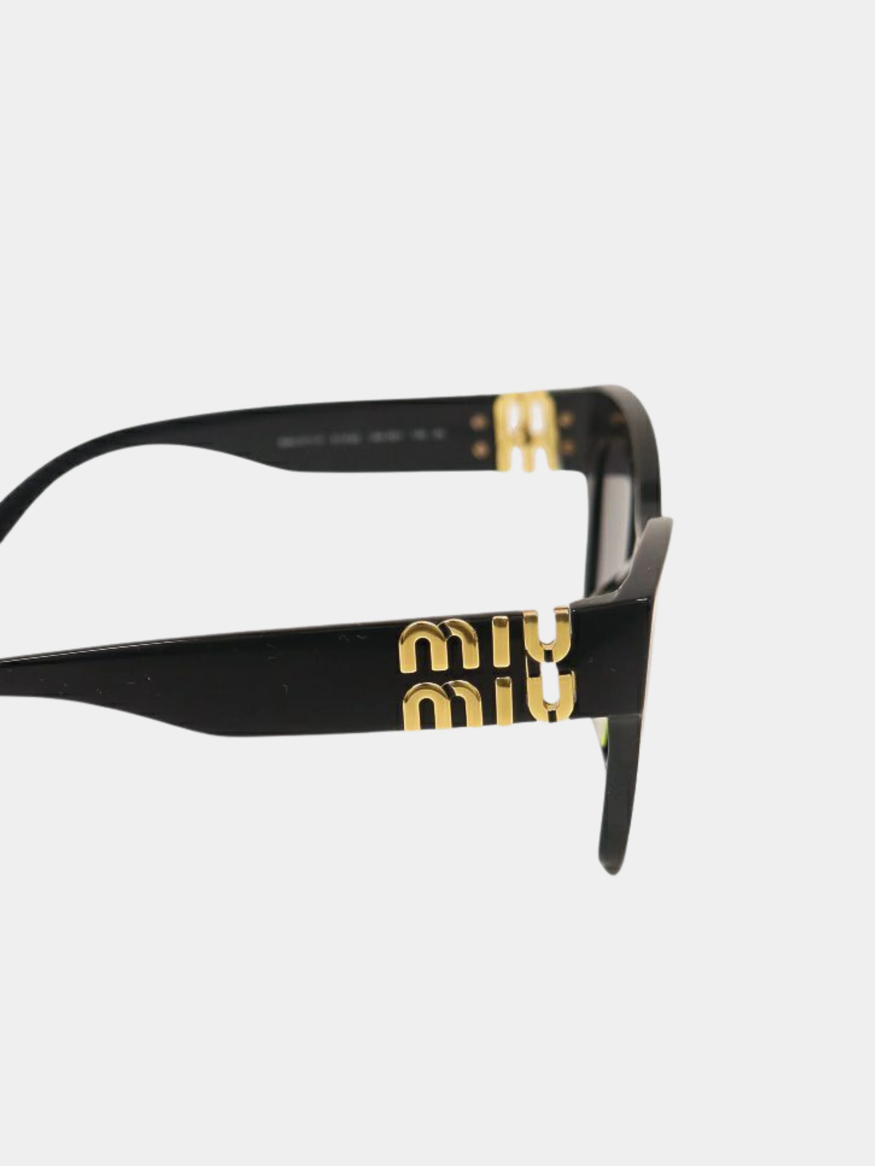 Miu Miu 2000s Black Plastic Logo Sunglasses - Image 3