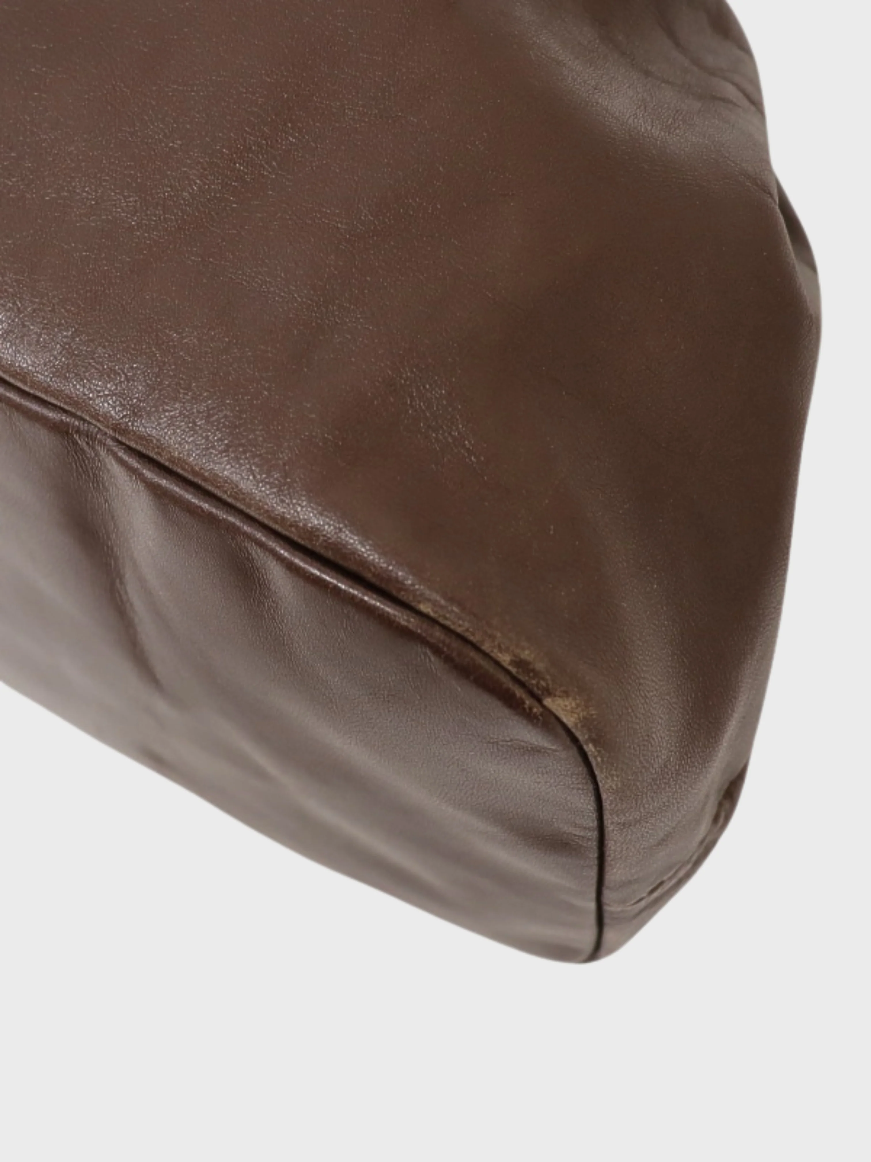 Miu Miu 2000s Brown Leather Logo Handbag - Image 5