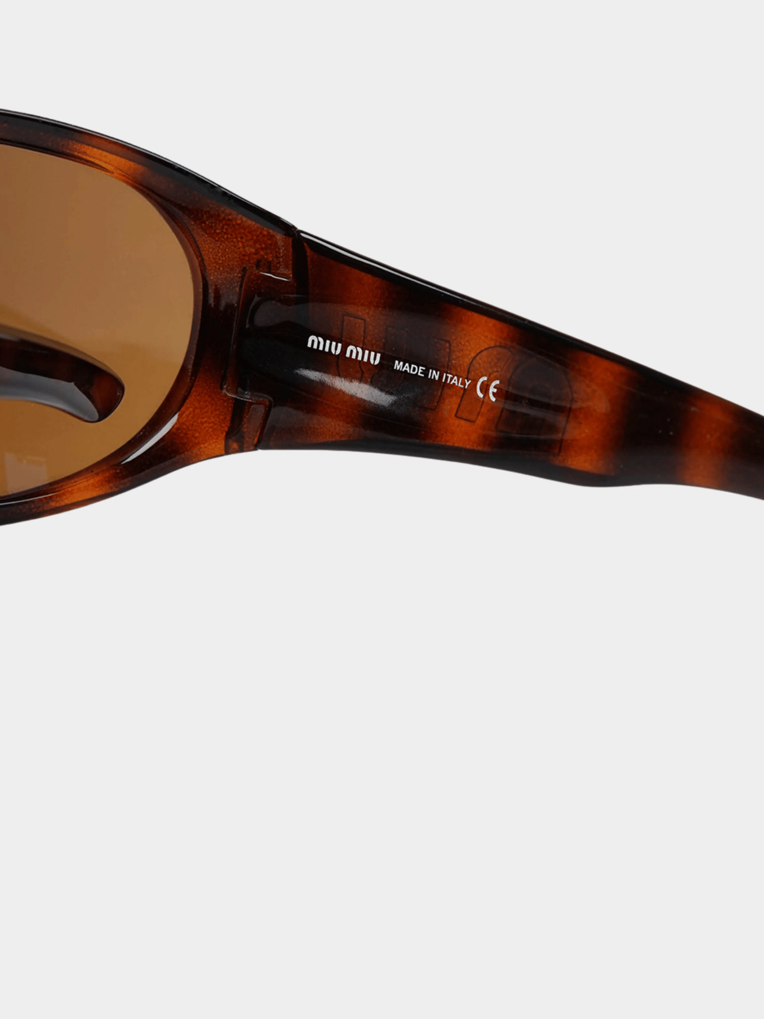 Miu Miu 2000s Brown Tortoiseshell Visor Sunglasses - Image 4