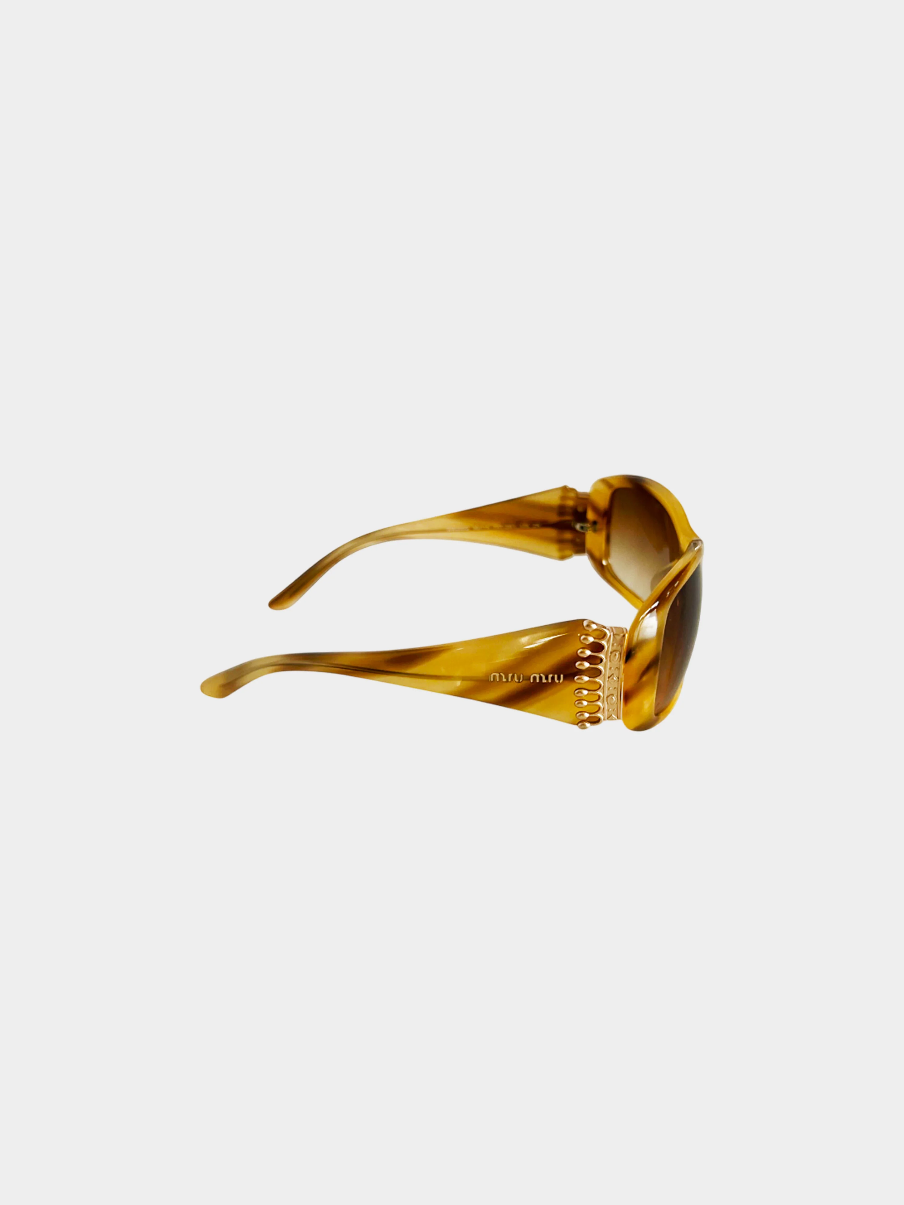 Miu Miu 2000s Gradient Brown Crown Sunglasses - Image 3