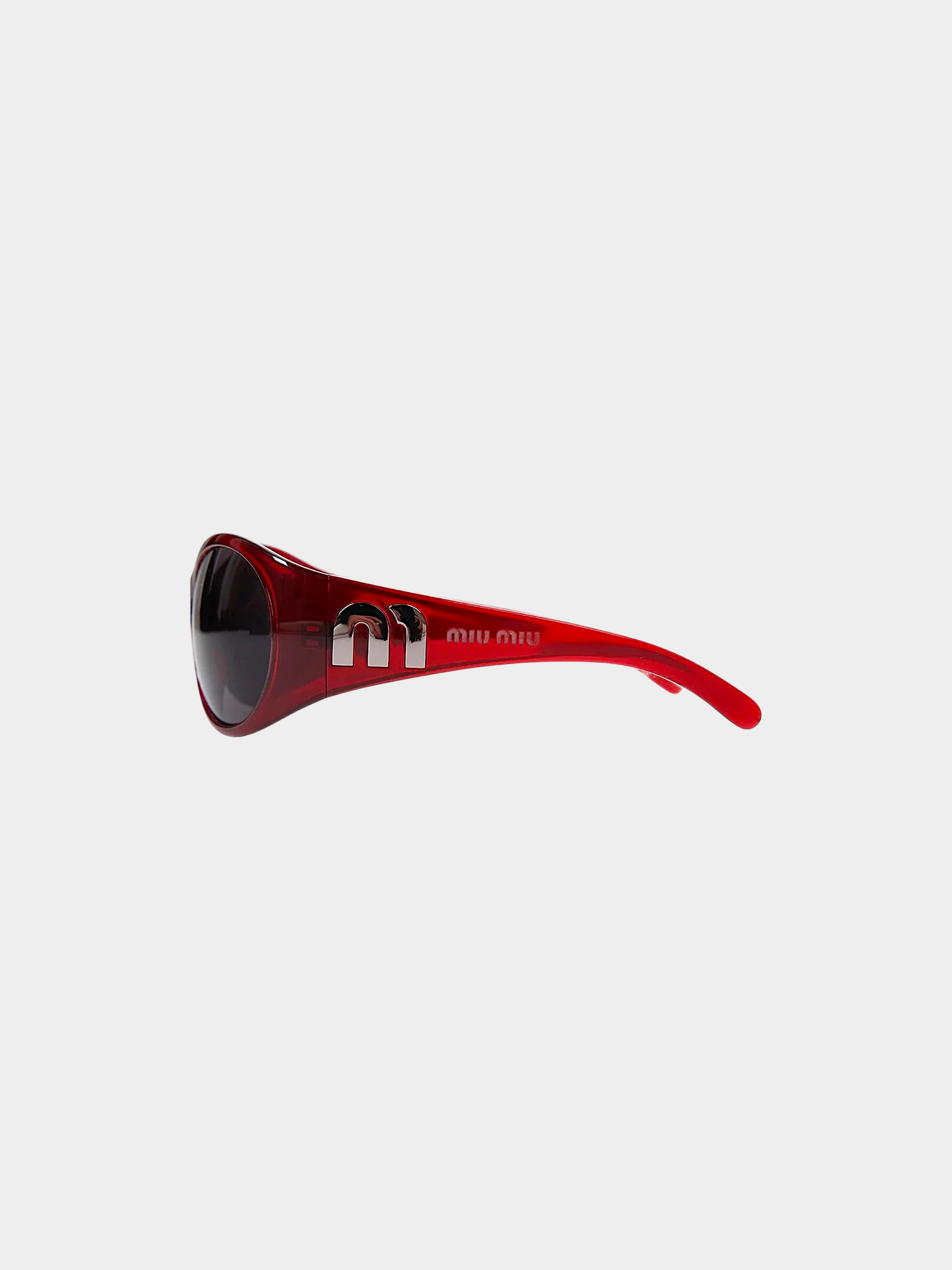 Miu Miu 2000s Red Round Logo Sunglasses - Image 3
