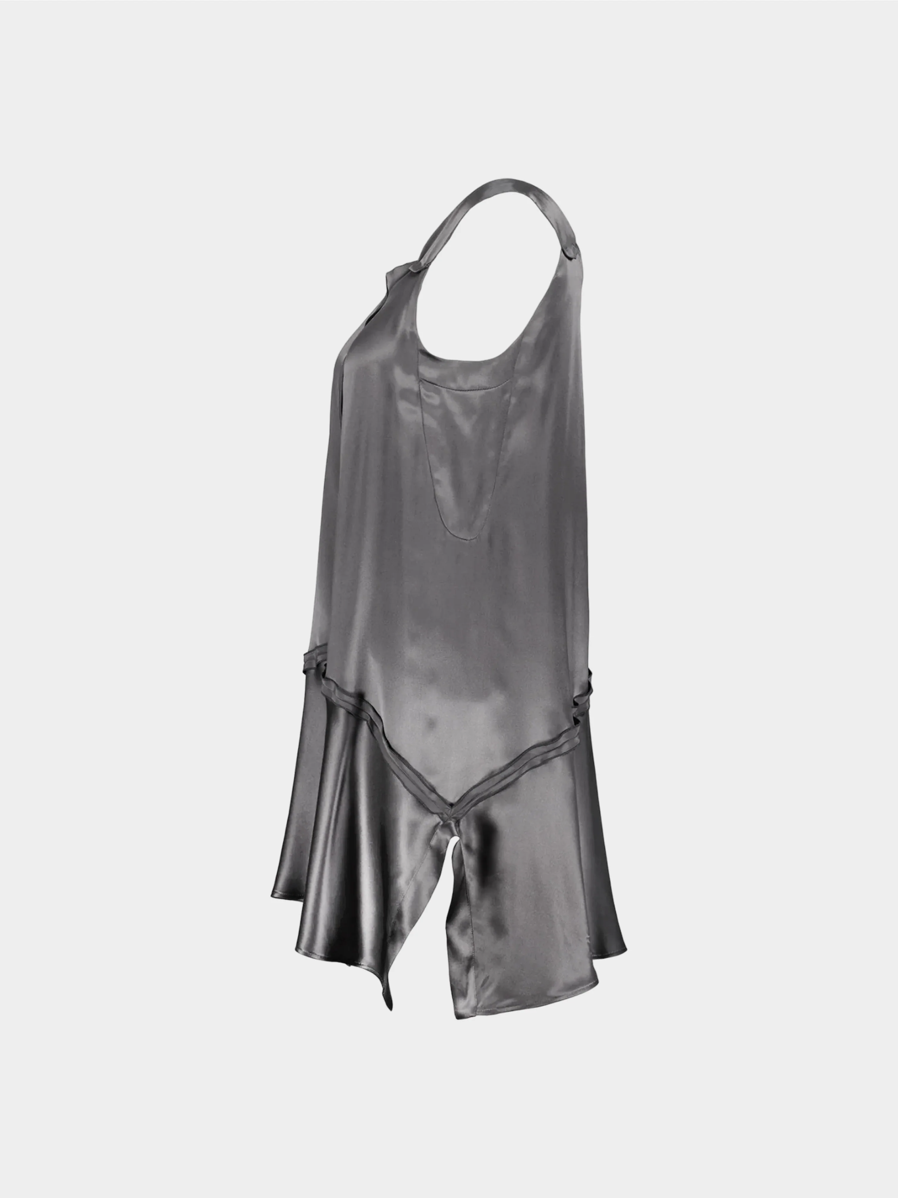 Miu Miu 2007 Grey Mid-length Silk Dress - Image 3