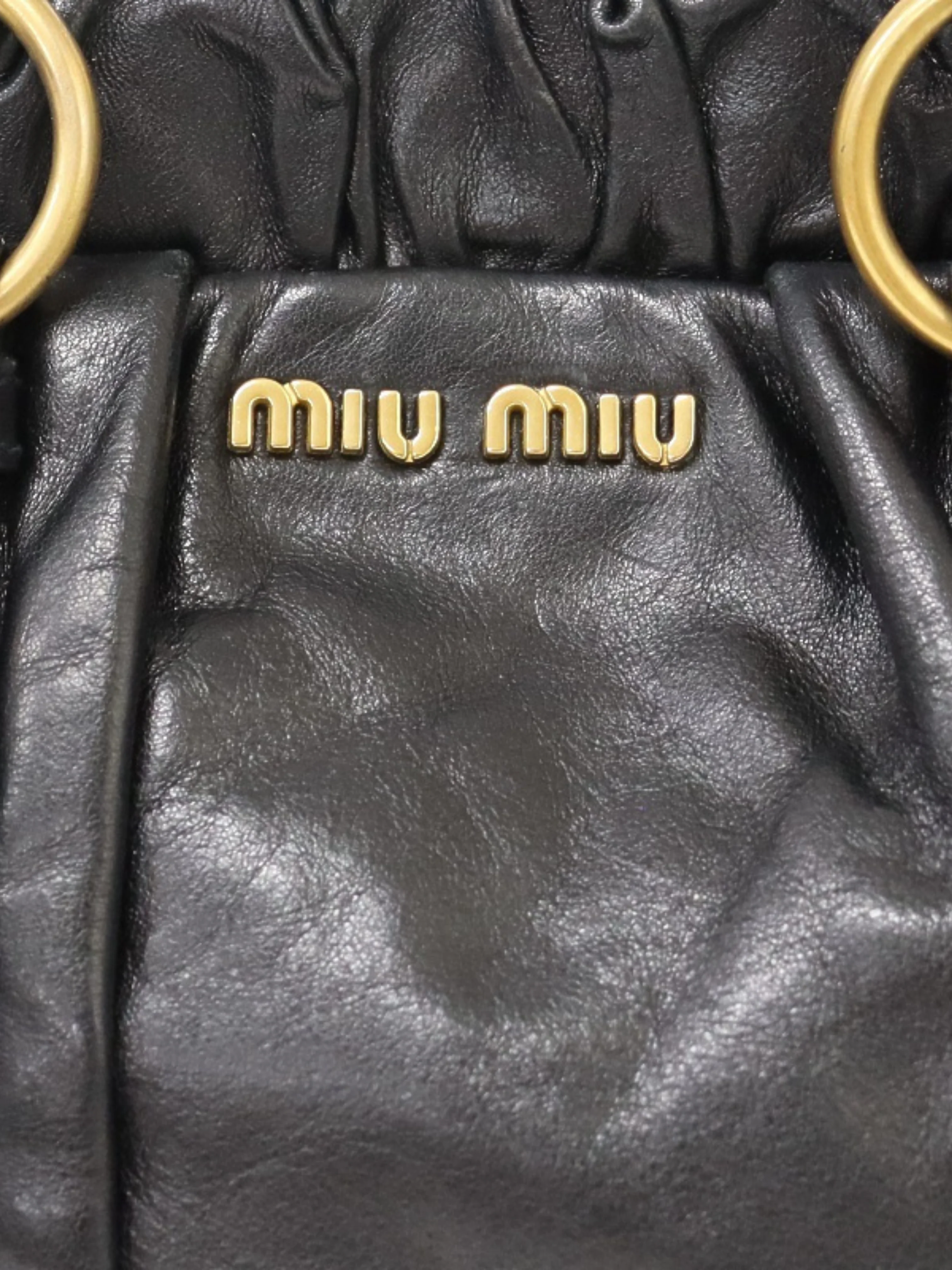 Miu Miu 2010s Black Vitello Lux Leather Logo 2Way Bag - Image 7