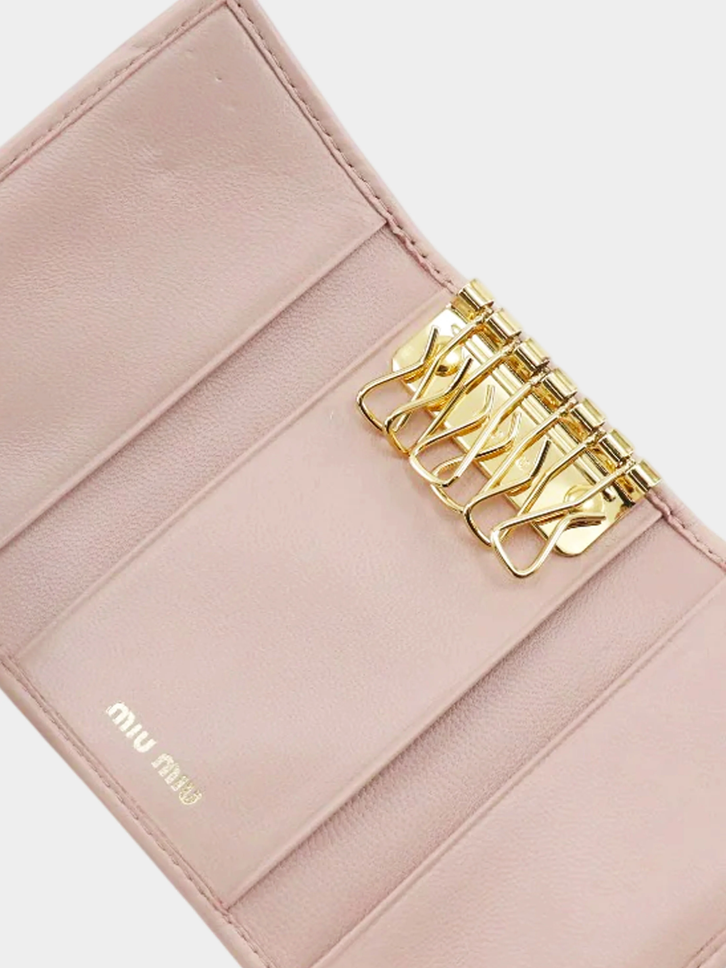 Miu Miu 2010s Pink Chevron Stitch Key Case - Image 4
