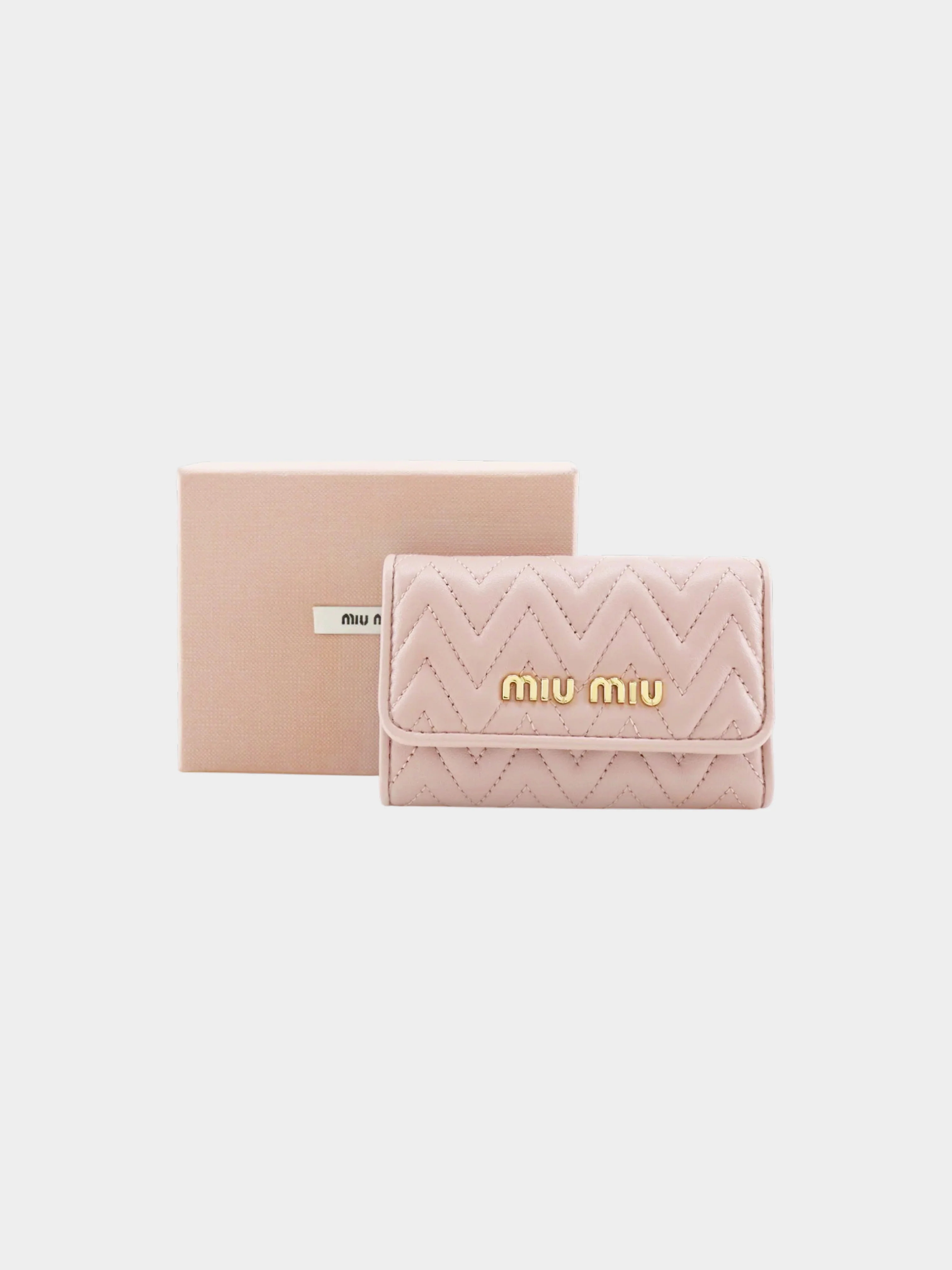 Miu Miu 2010s Pink Chevron Stitch Key Case - Image 7