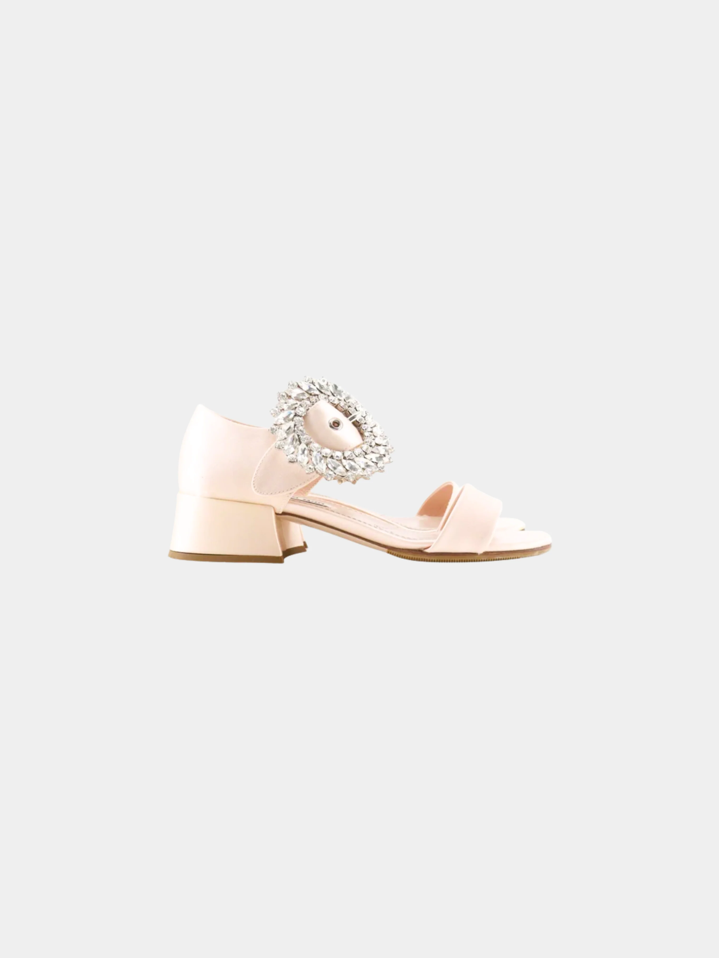 Miu Miu 2010s Pink Satin Bijoux Wedge Sandals