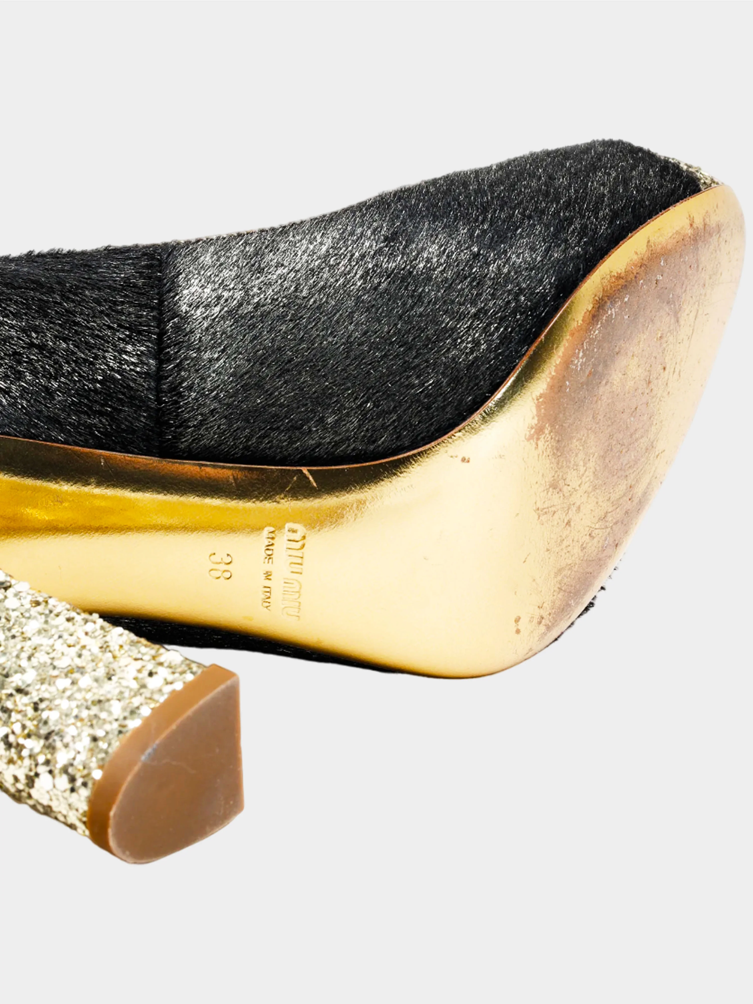 Miu Miu 2011 Calzature Donna Cavallino Lame Ponyhair Glitter Pumps - Image 4