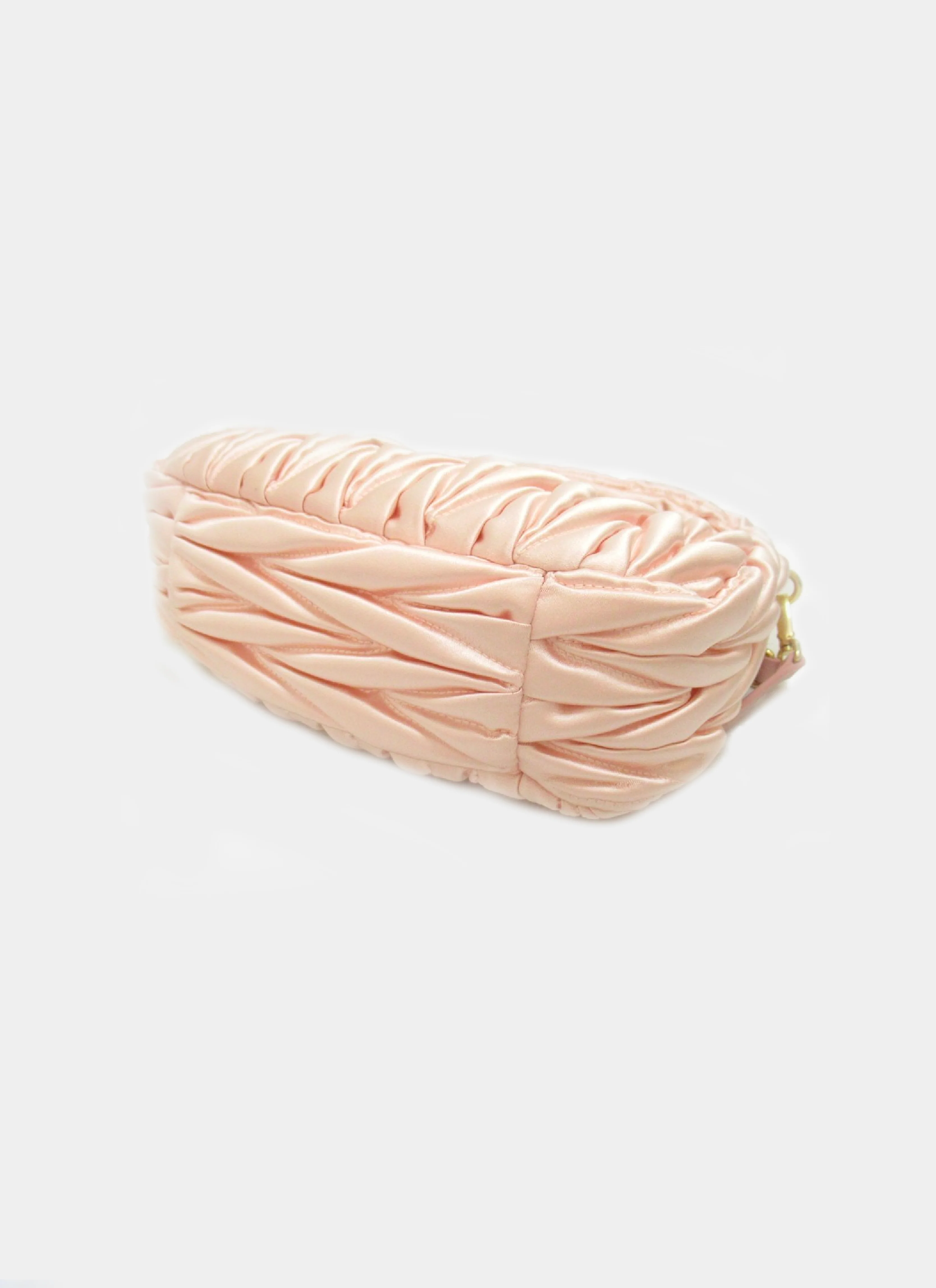 Miu Miu 2020s Pink Satin Ruched Hobo Bag - Image 2