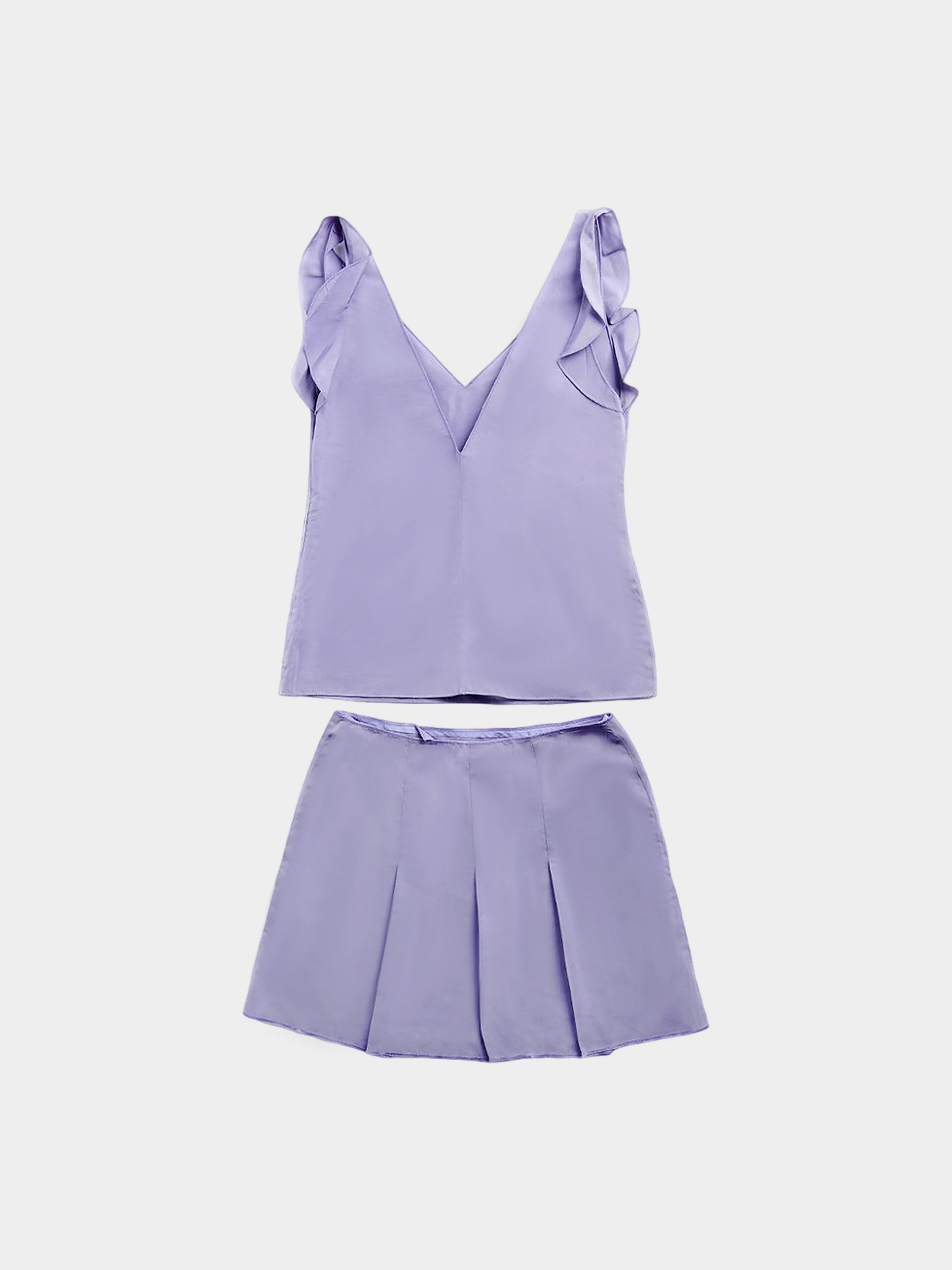 Miu Miu FW 1998 Lilac Runway Top and Skirt Set - Image 2