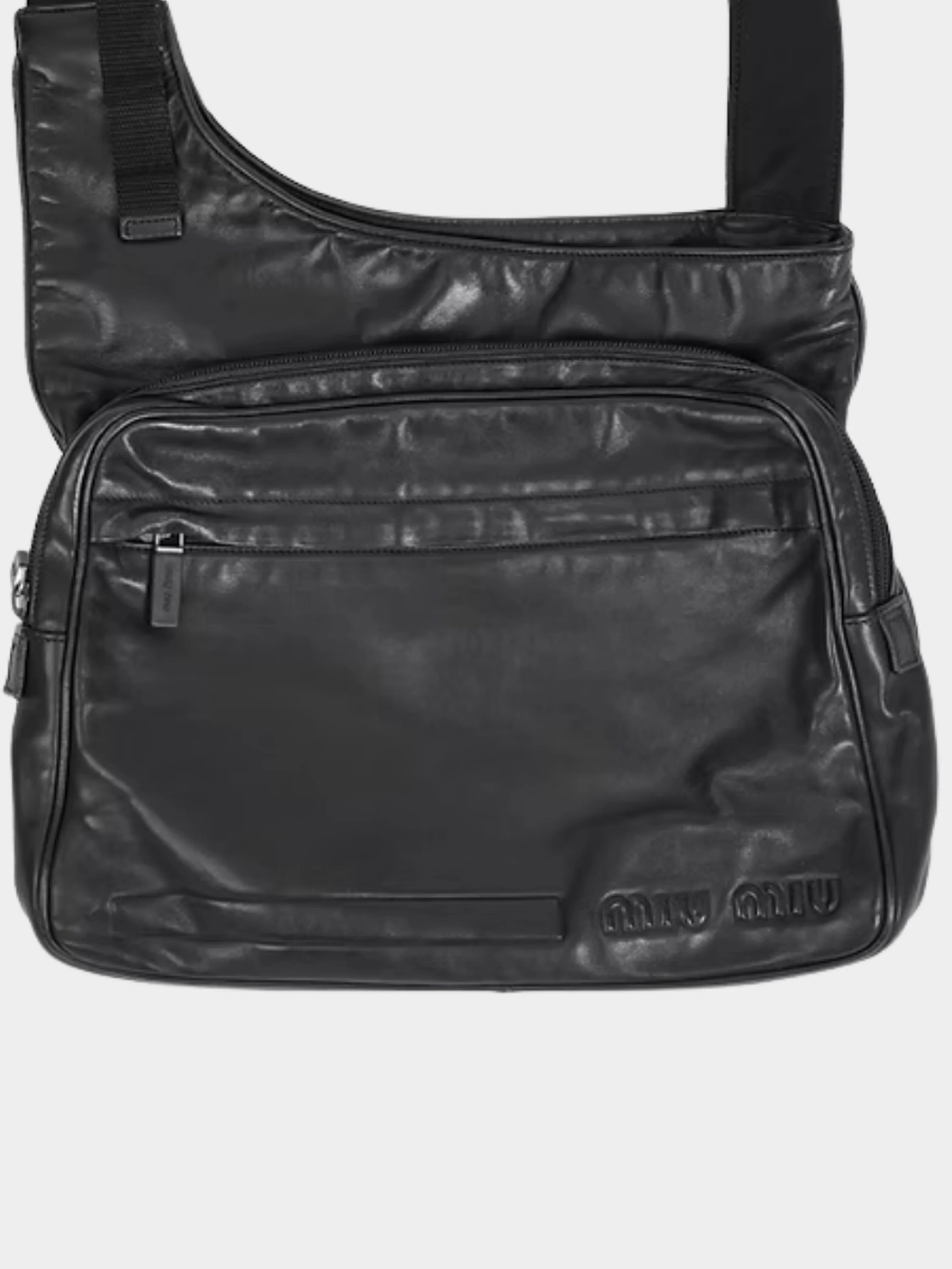 Miu Miu FW 1999 Black Leather Crossbody Bag - Image 3