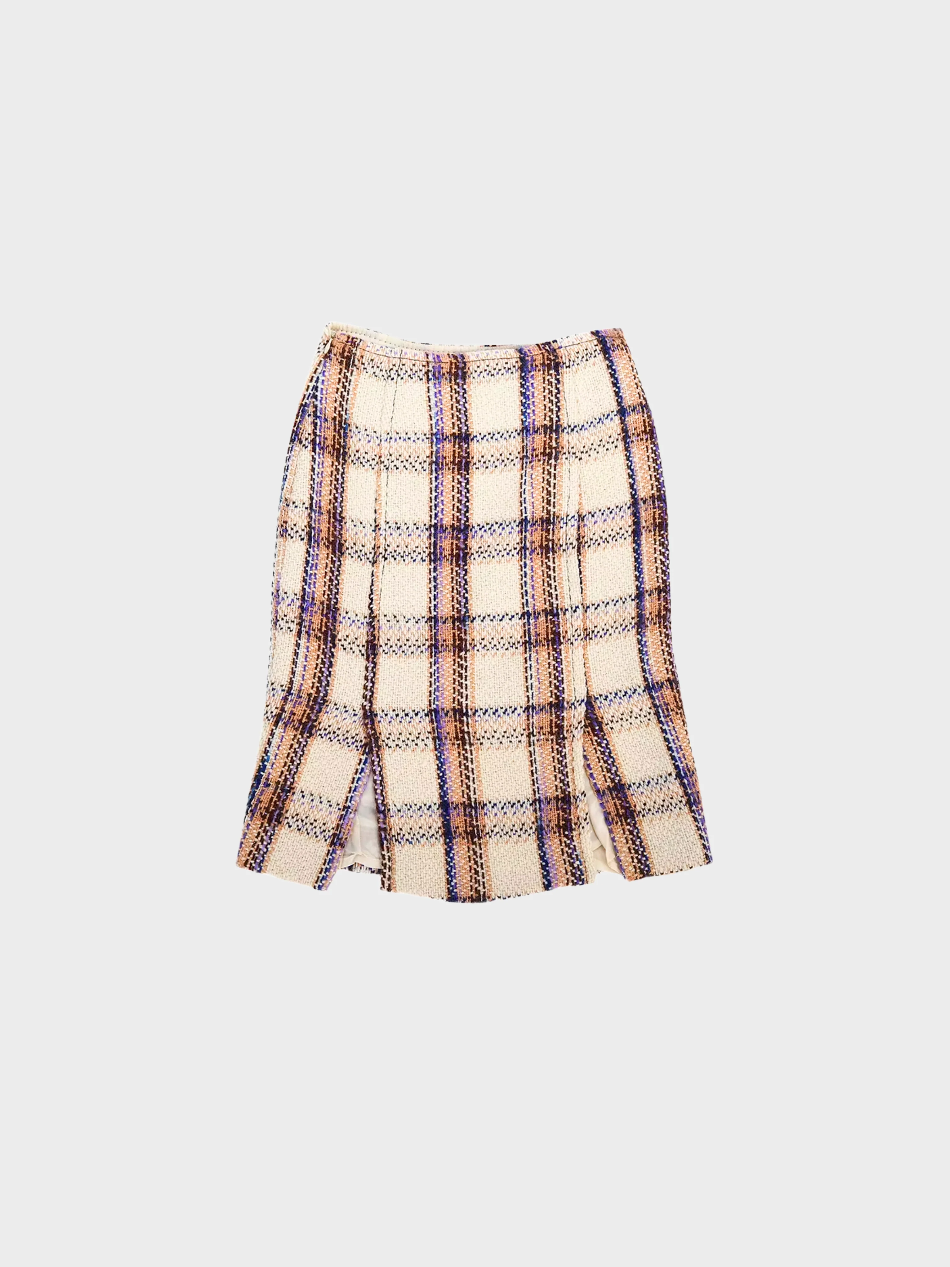 Miu Miu FW 2000 Multicolor Plaid Tweed Skirt - Image 2