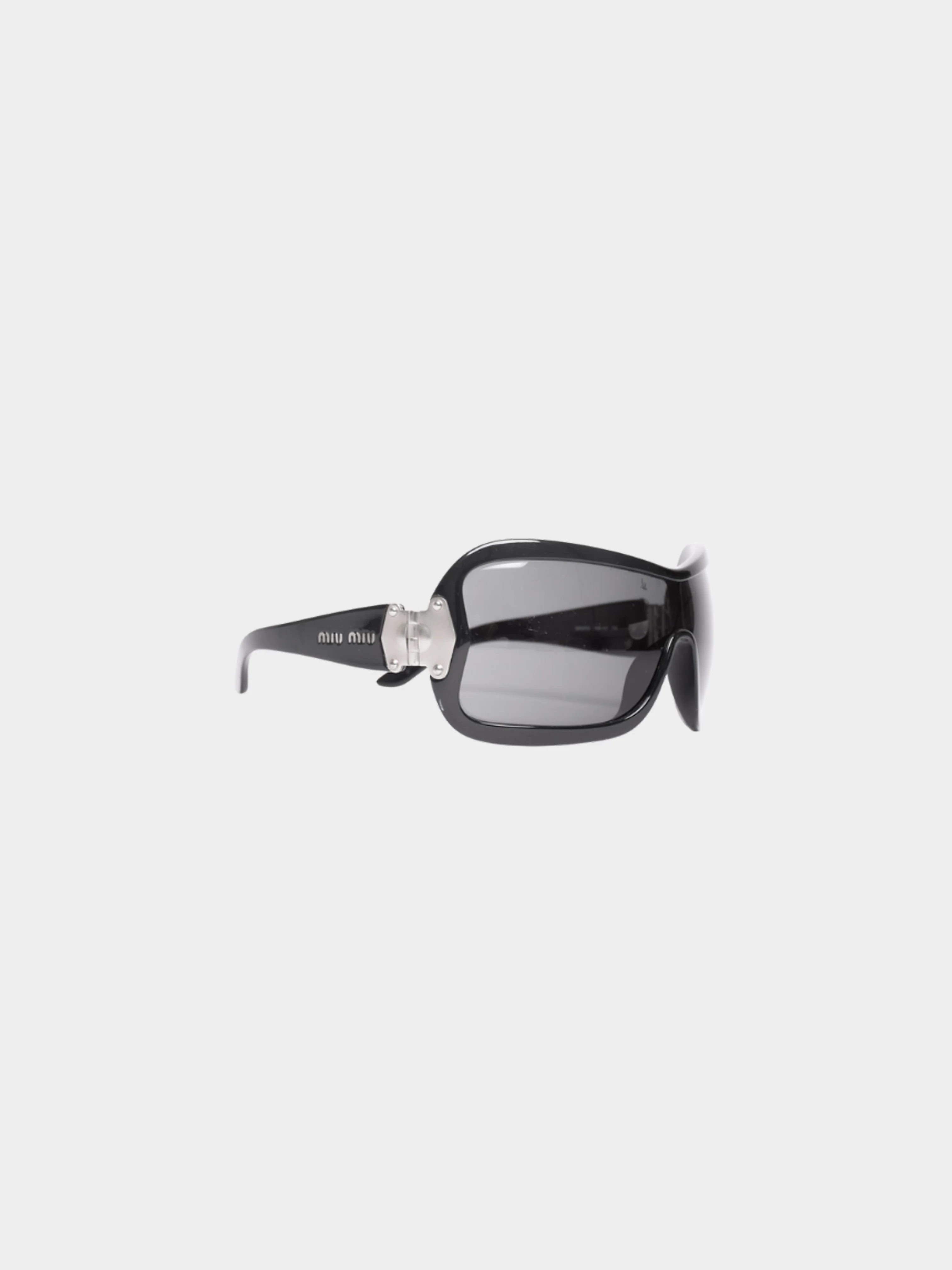 Miu Miu FW 2010 Black Shield Logo Sunglasses
