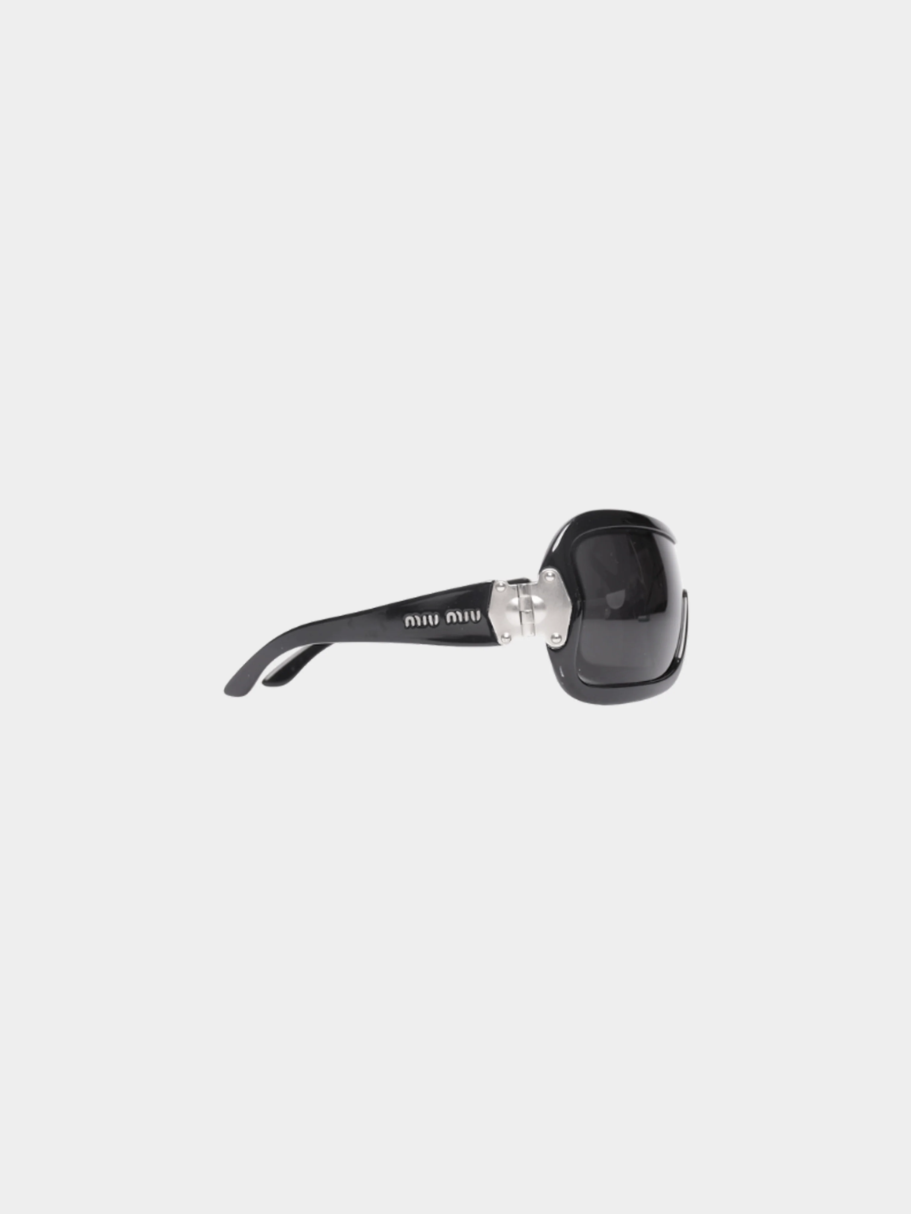 Miu Miu FW 2010 Black Shield Logo Sunglasses - Image 2