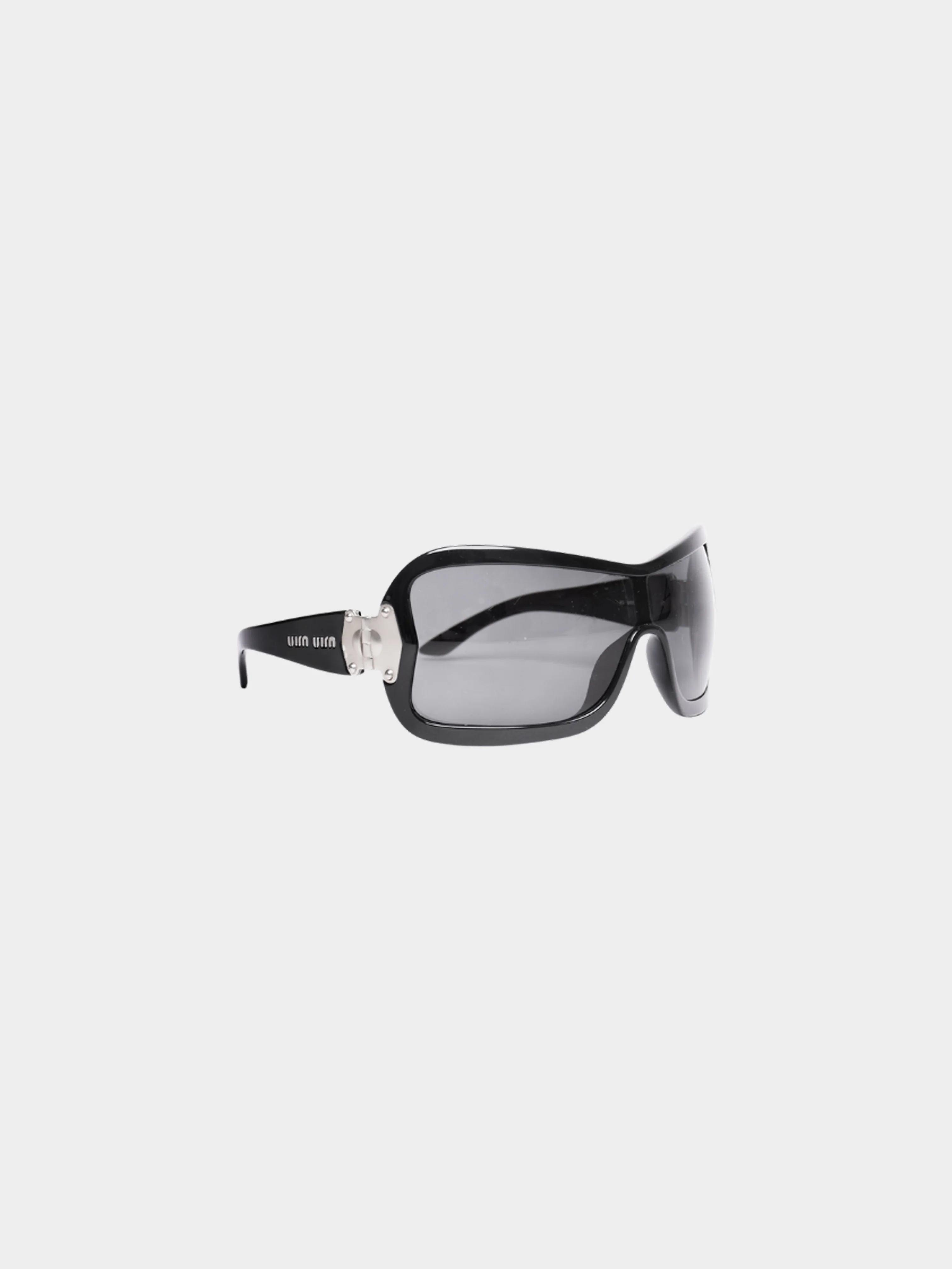 Miu Miu FW 2010 Black Shield Logo Sunglasses - Image 3