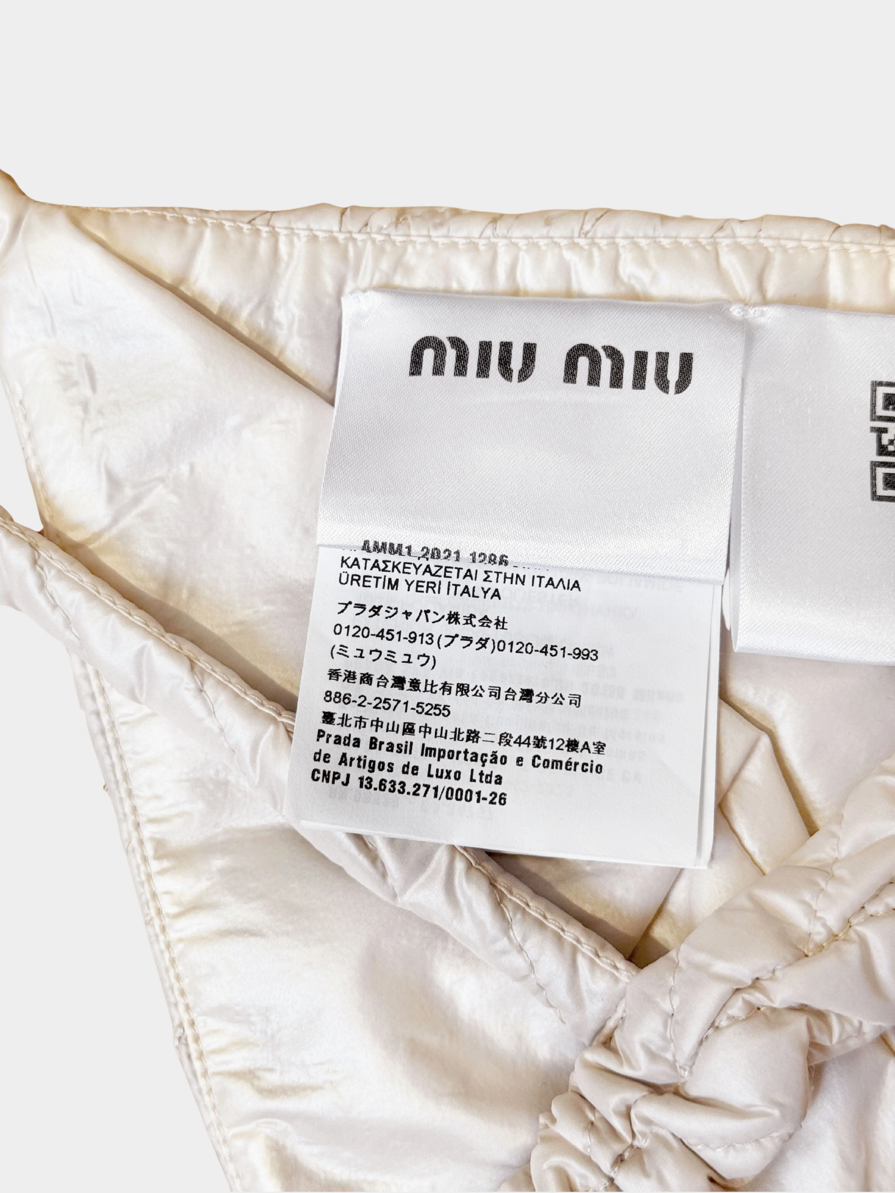 Miu Miu FW 2021 Runway Beige Nylon Chevron Stitch Bra Top - Image 3