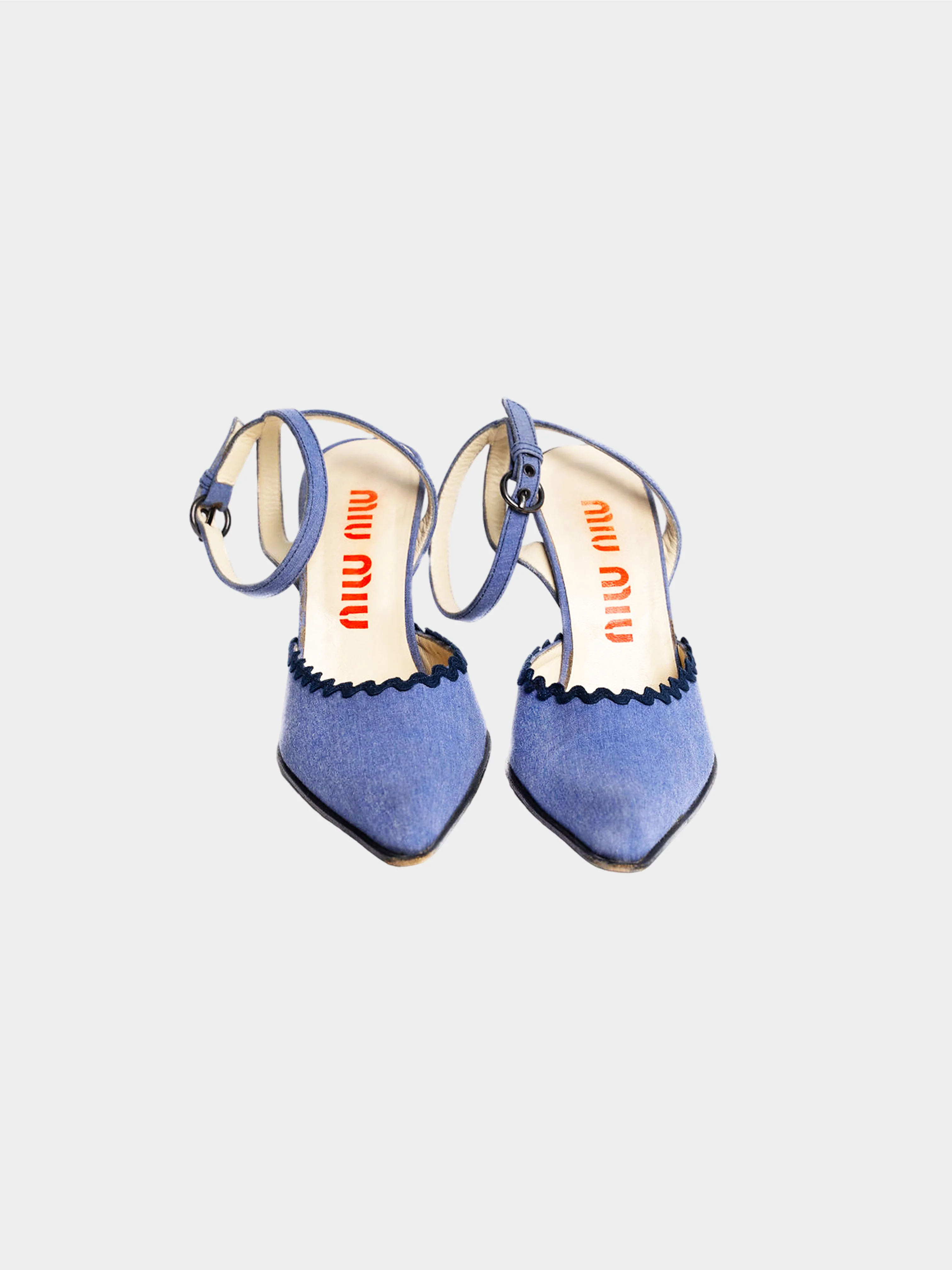 Miu Miu SS 1998 Blue Ripple Detail Heels - Image 2