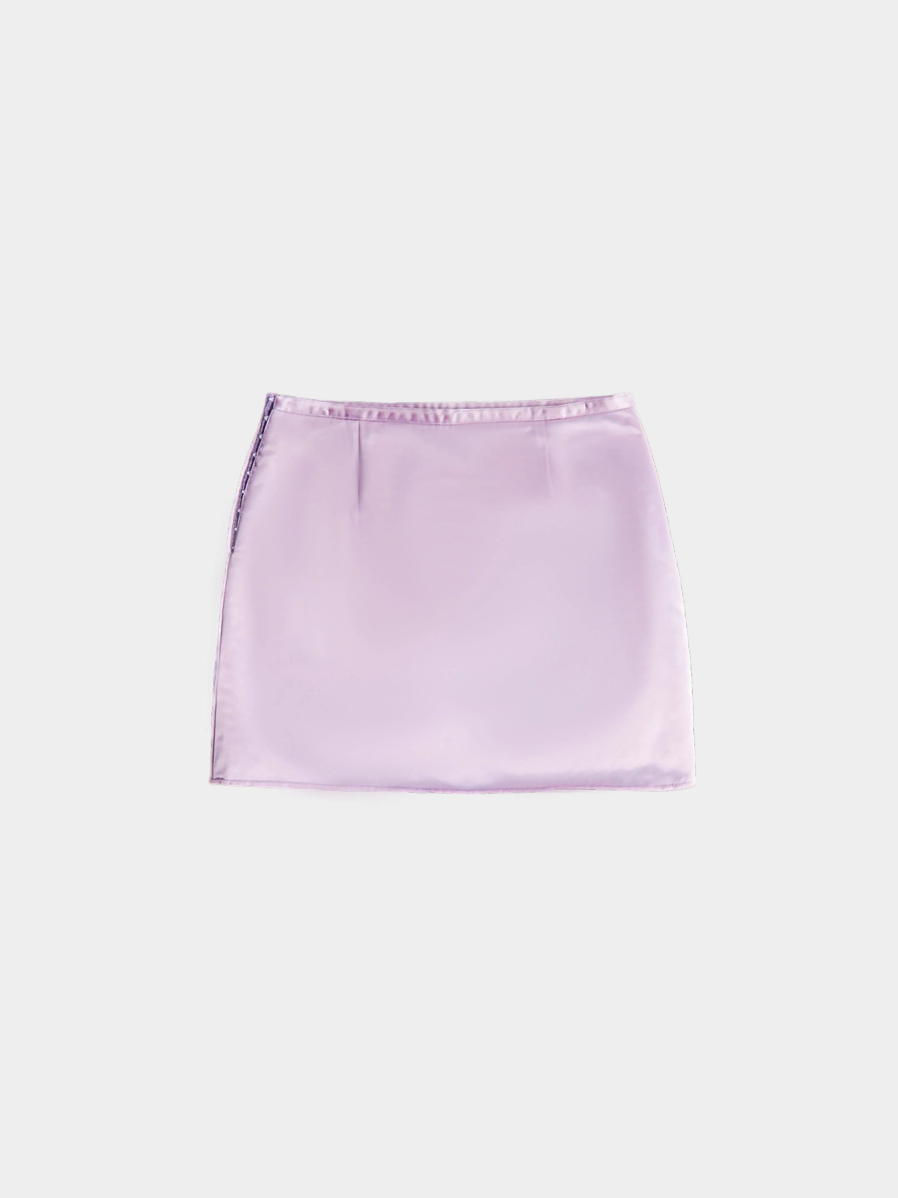 Miu Miu SS 1998 Lilac Satin Mini Skirt with Fleece Lining - Image 2