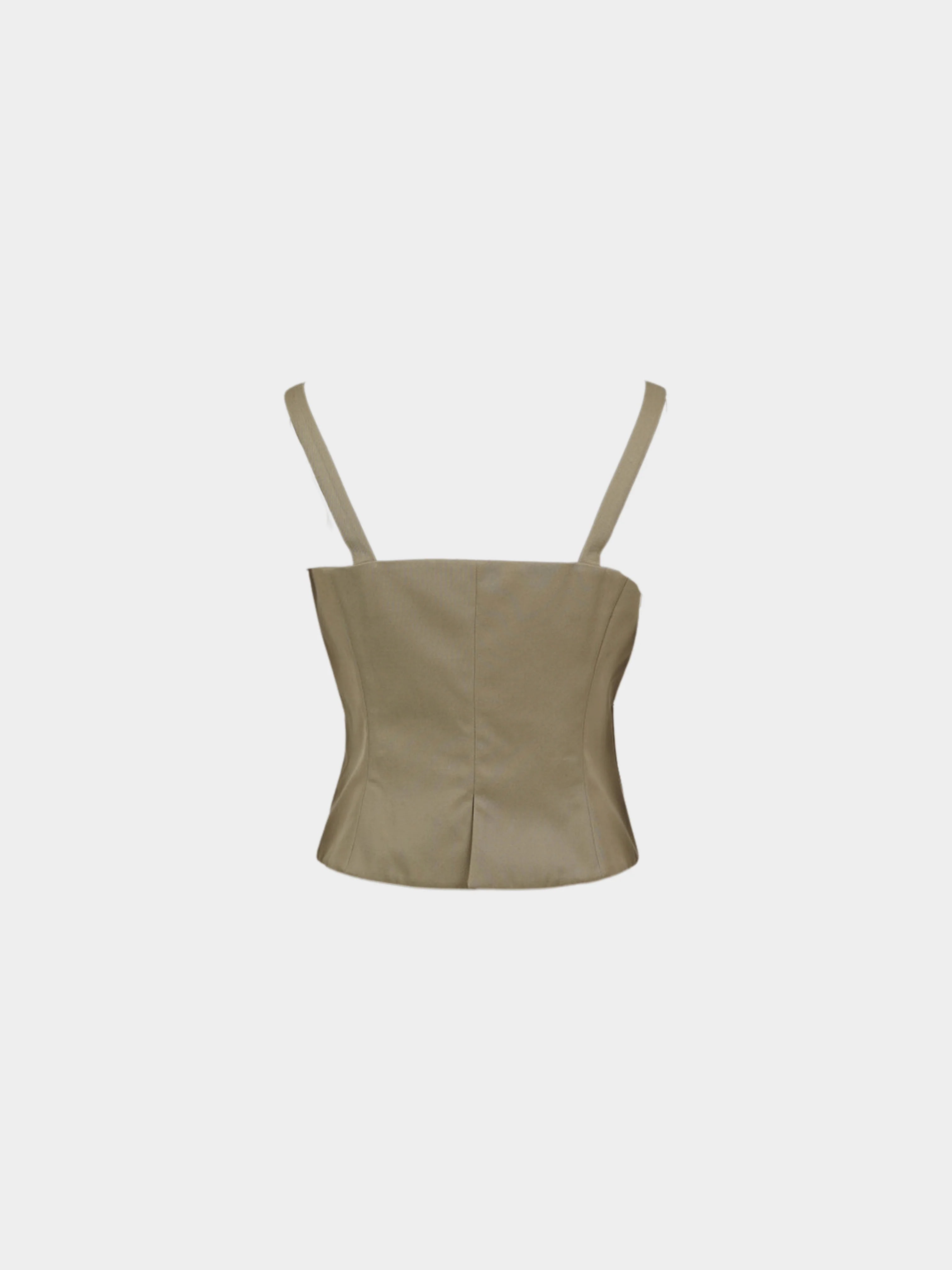 Miu Miu SS 1998 Runway Khaki Lace Up Bustier - Image 2
