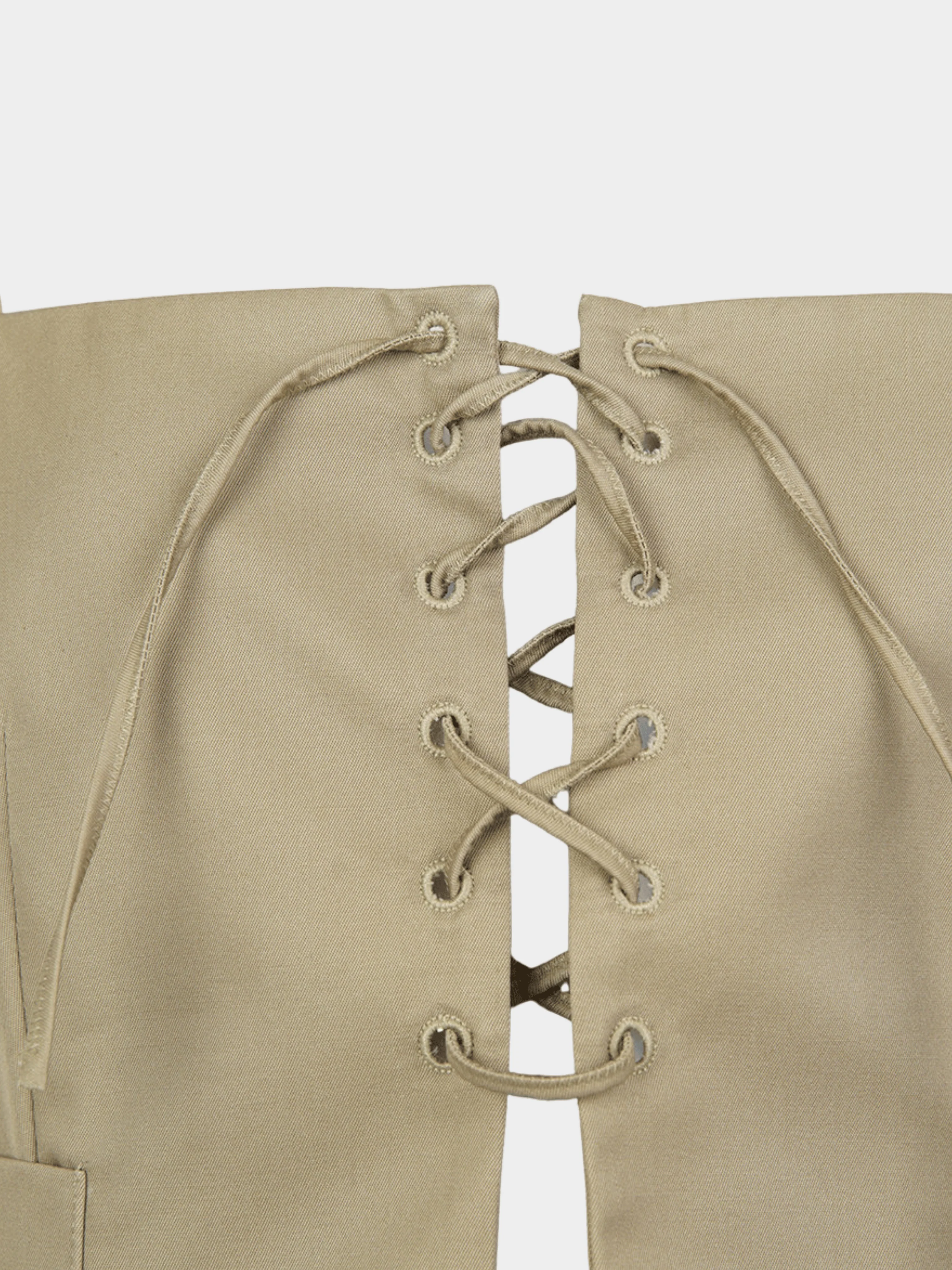 Miu Miu SS 1998 Runway Khaki Lace Up Bustier - Image 3
