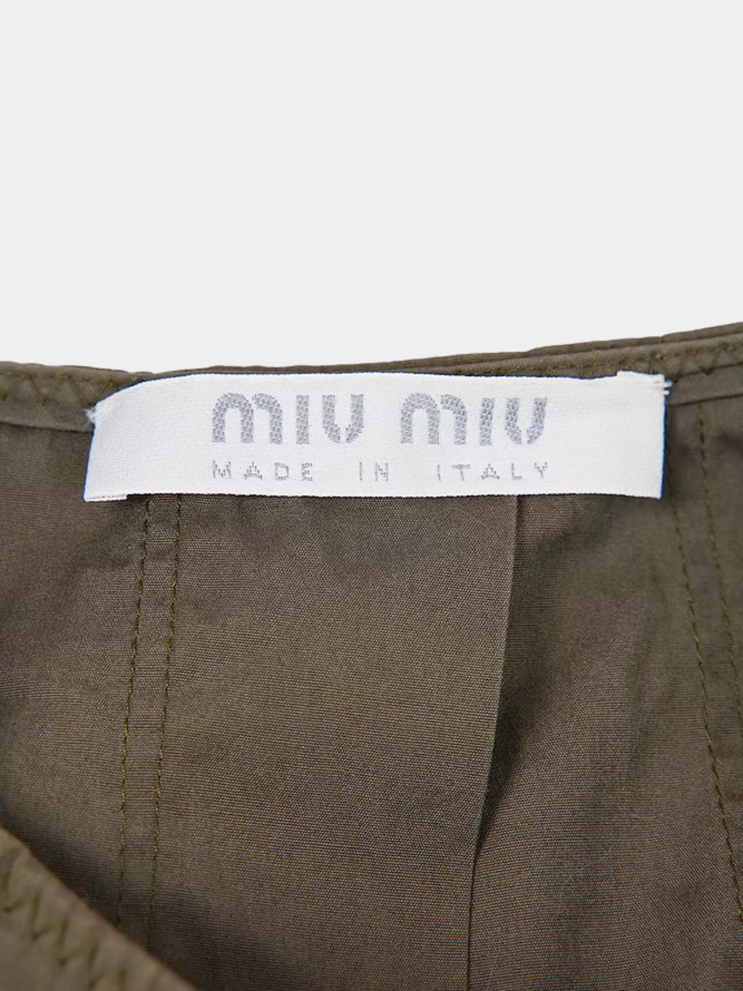 Miu Miu SS 1999 Khaki Ruffle Mini Skirt - Image 2