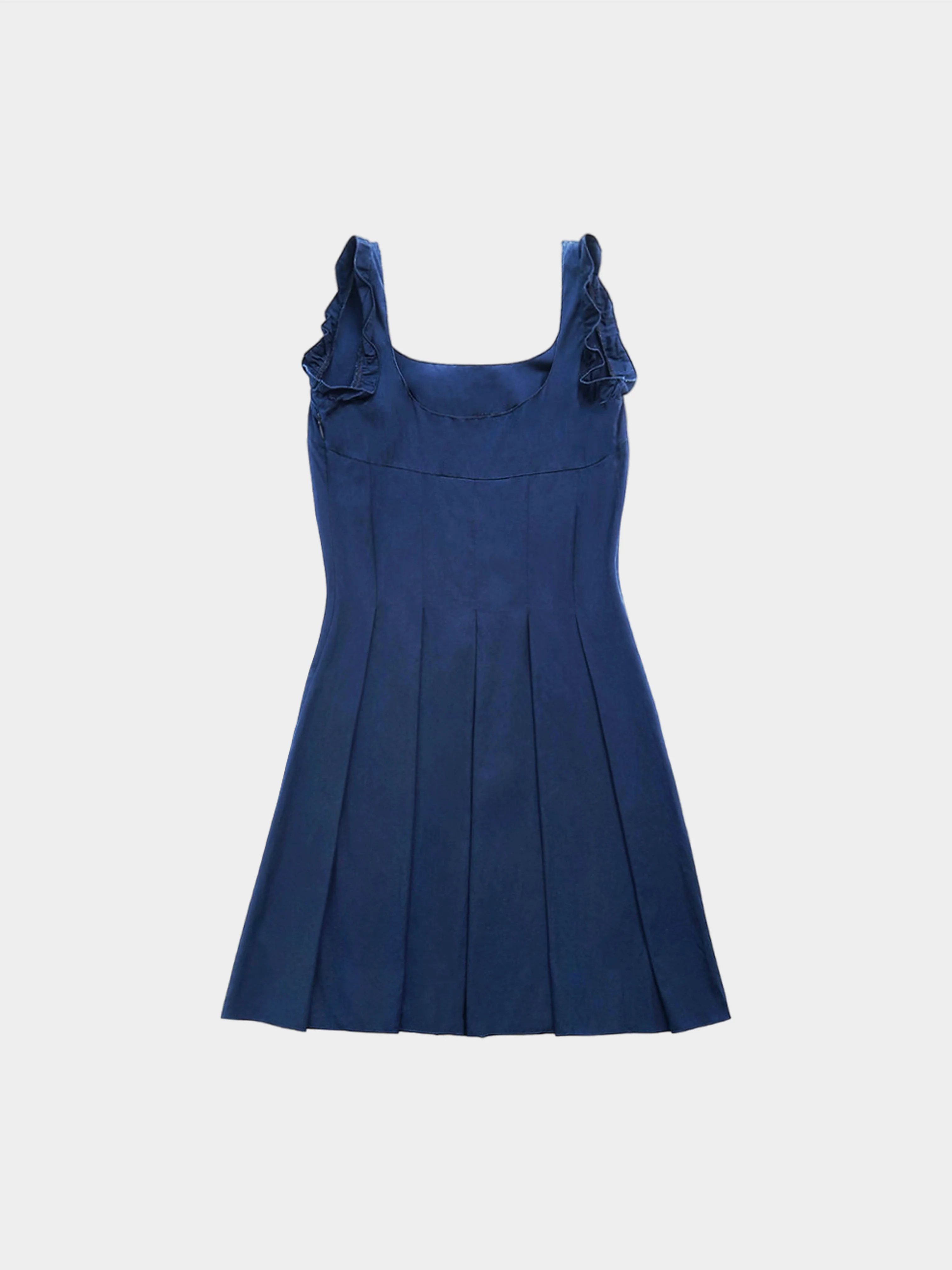 Miu Miu SS 1999 Navy Back Pleated Runway Dress - Image 2