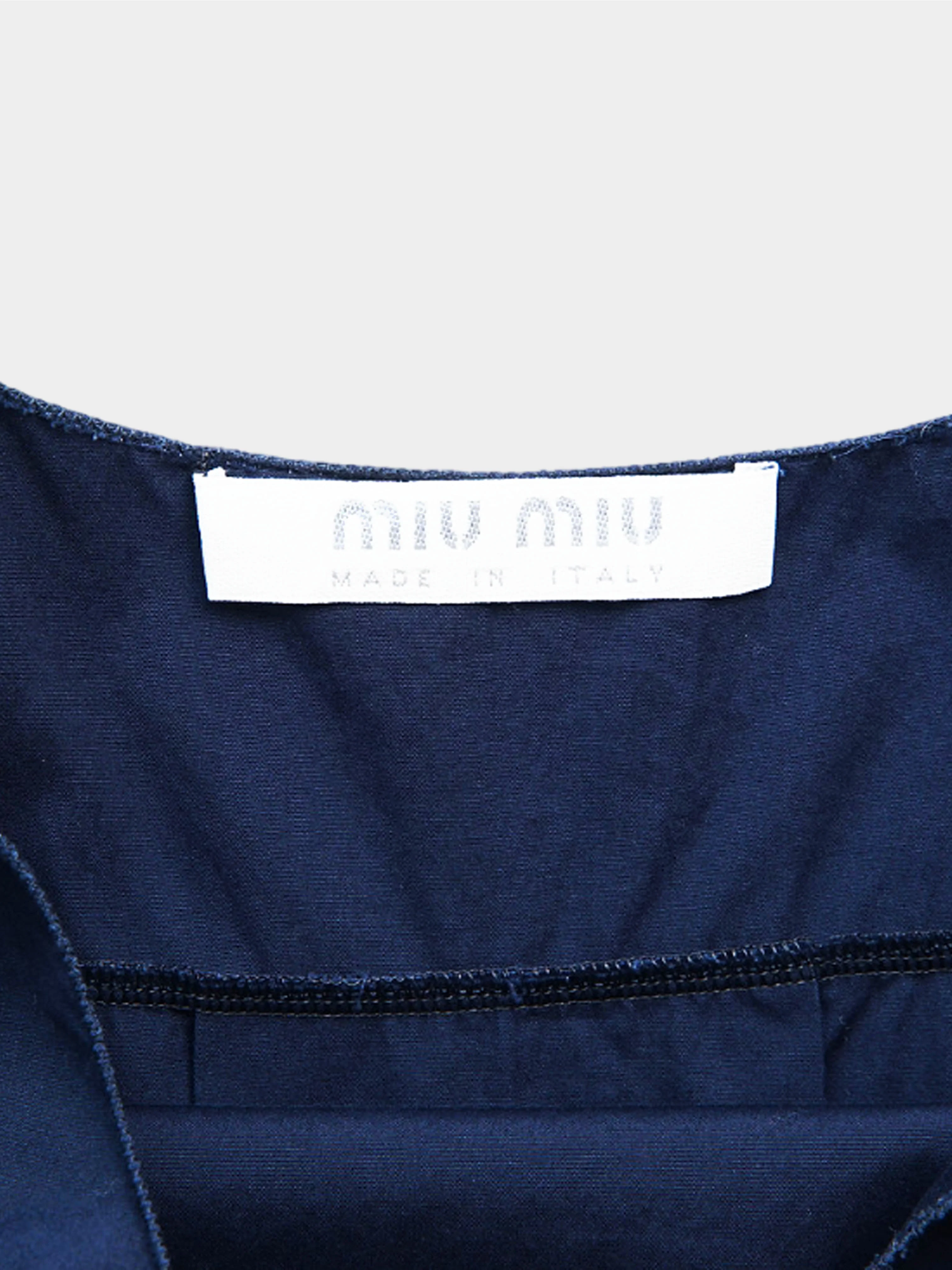 Miu Miu SS 1999 Navy Back Pleated Runway Dress - Image 4
