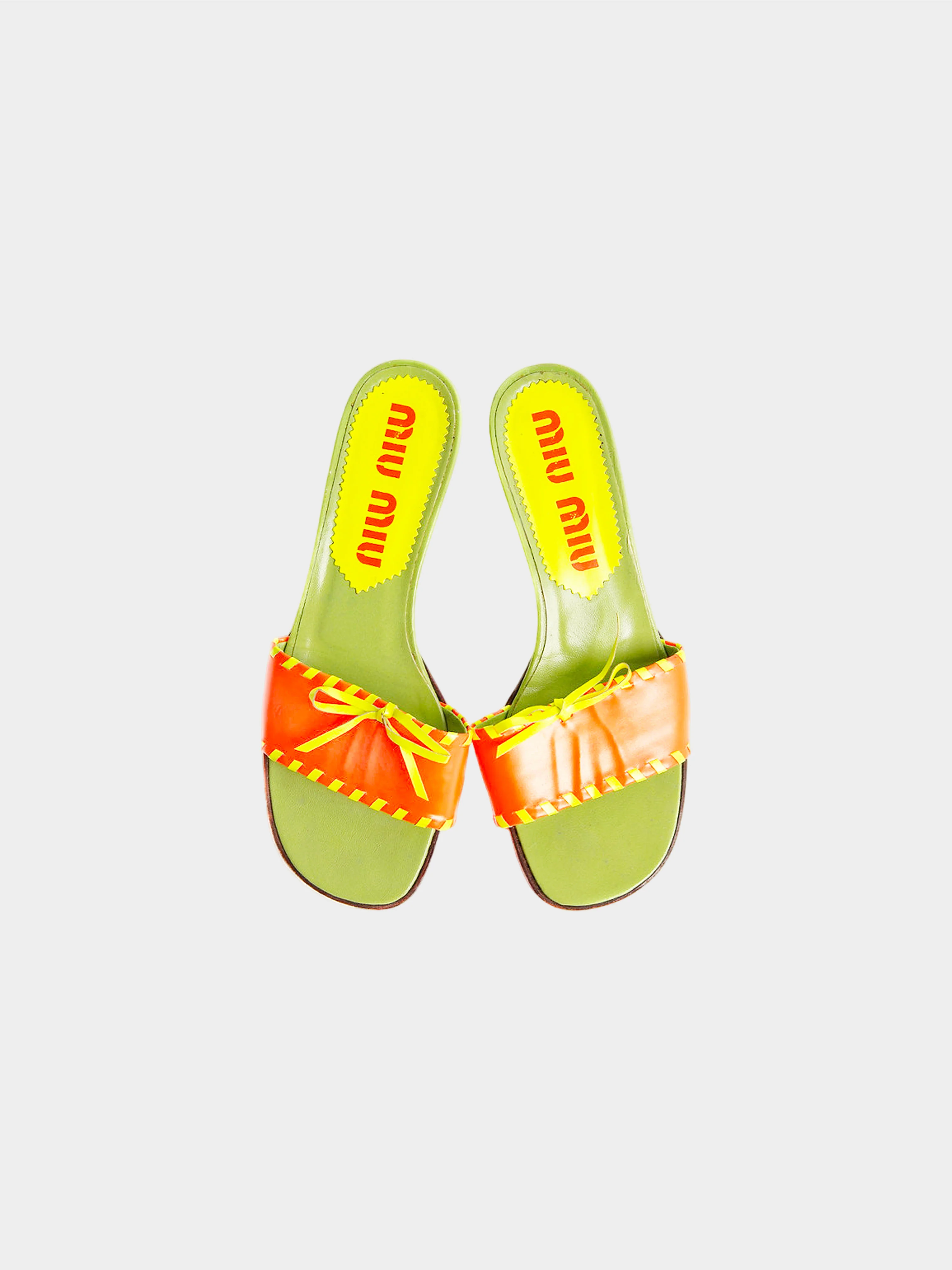 Miu Miu SS 1999 Neon Heeled Mules - Image 3