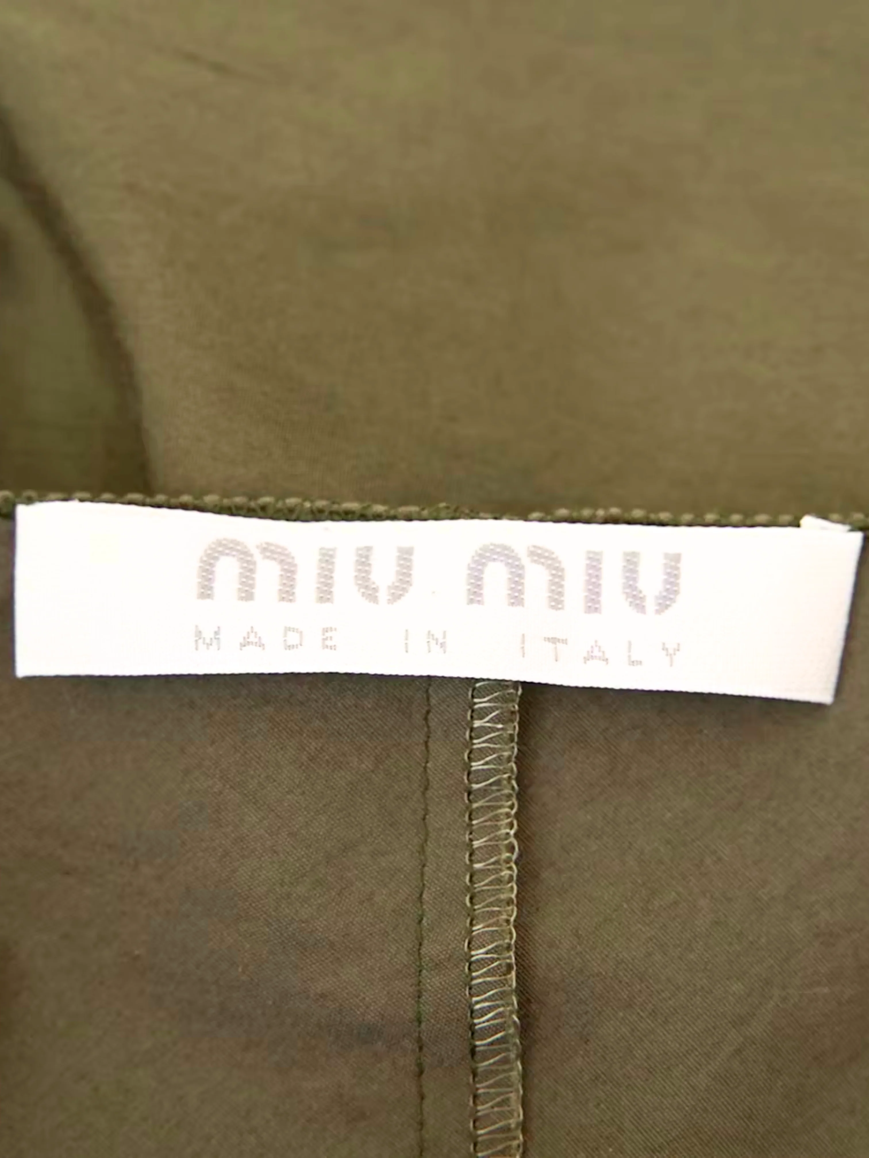 Miu Miu SS 1999 Olive Green Ruffle Edge Dress - Image 3