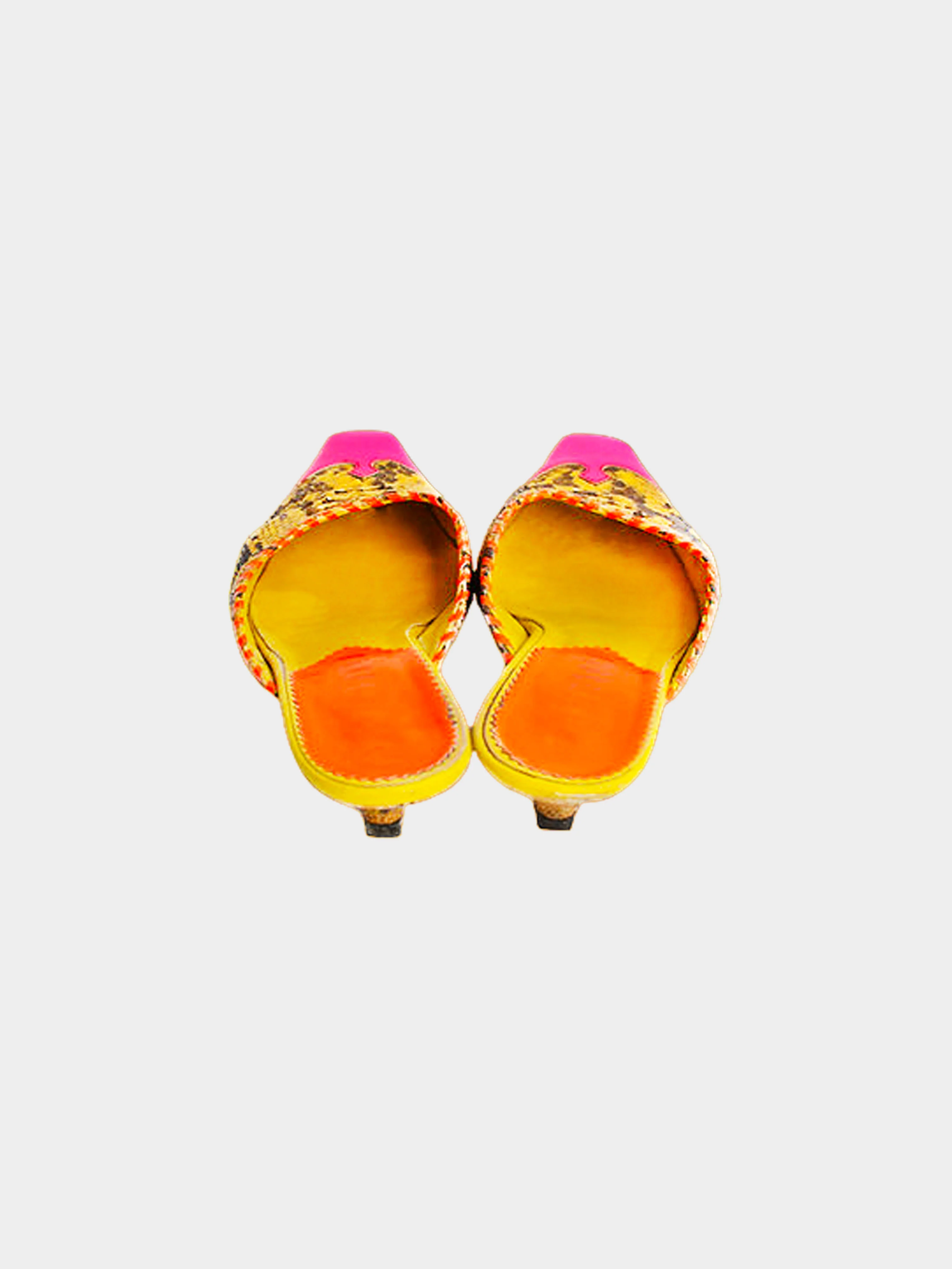 Miu Miu SS 1999 Python Neon Heeled Mules - Image 4