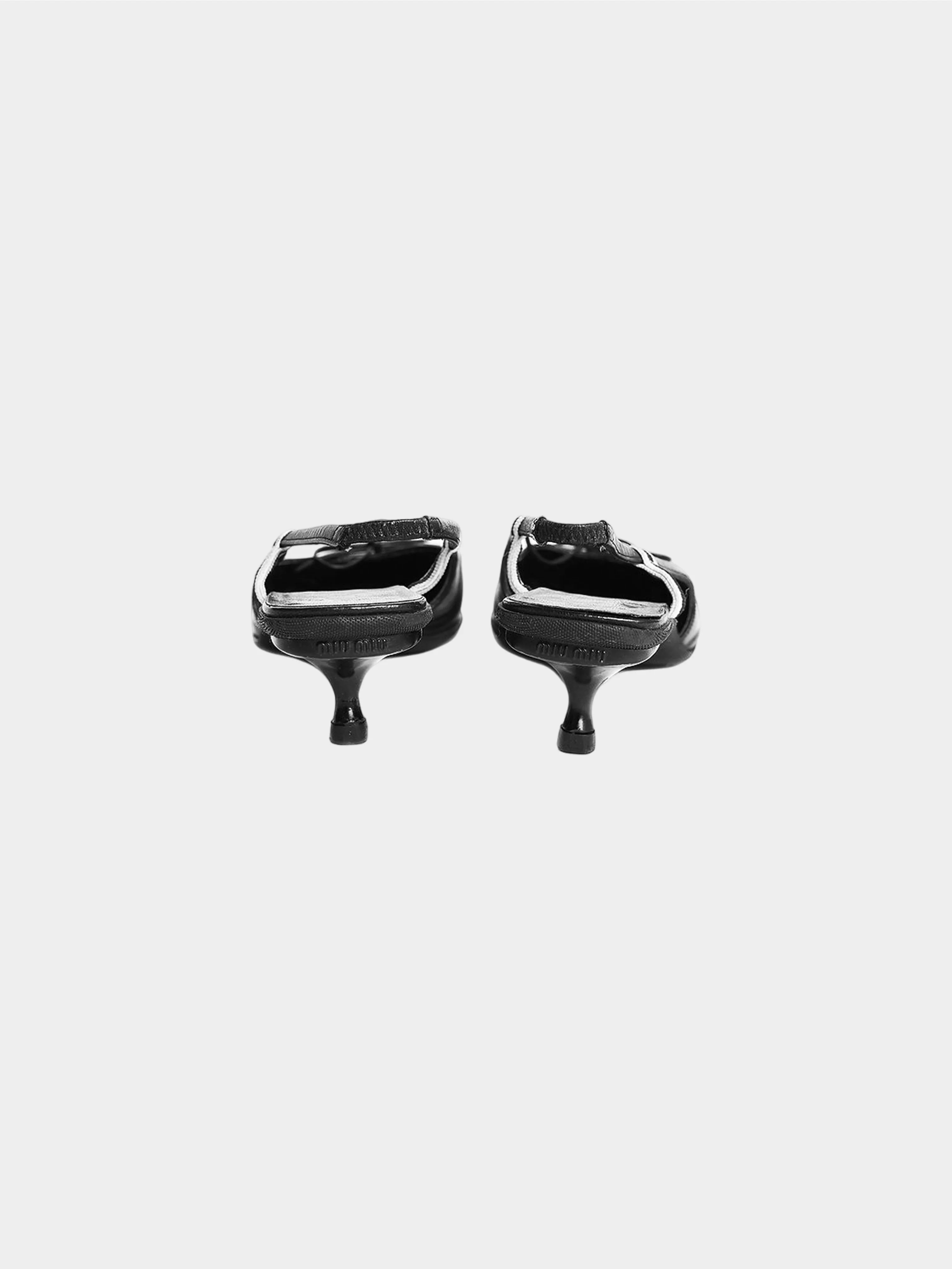 Miu Miu SS 2000 Black Leather Kitten Heels with Bow - Image 4