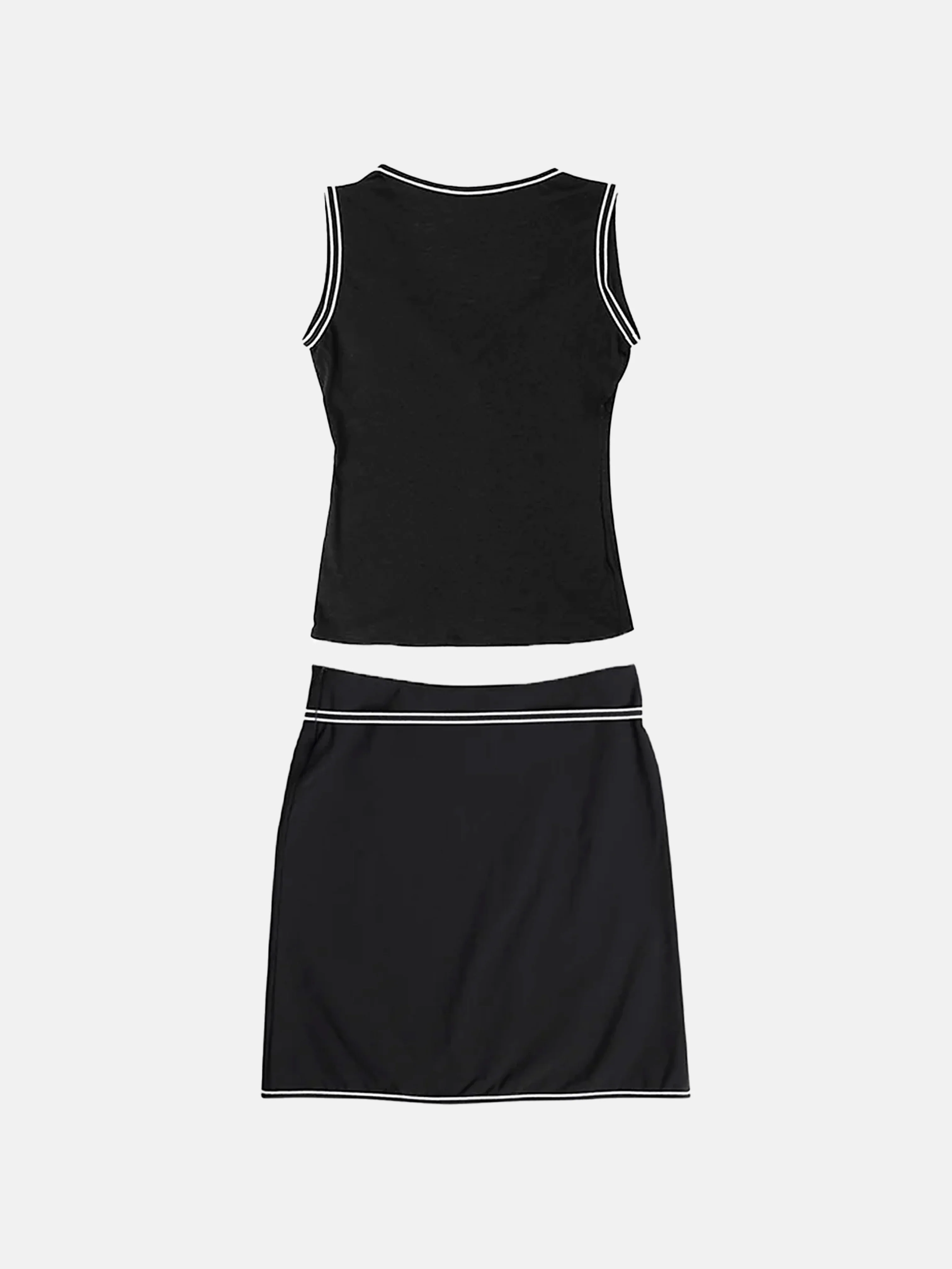 Miu Miu SS 2000 Black Tipped Top and Skirt Set - Image 2