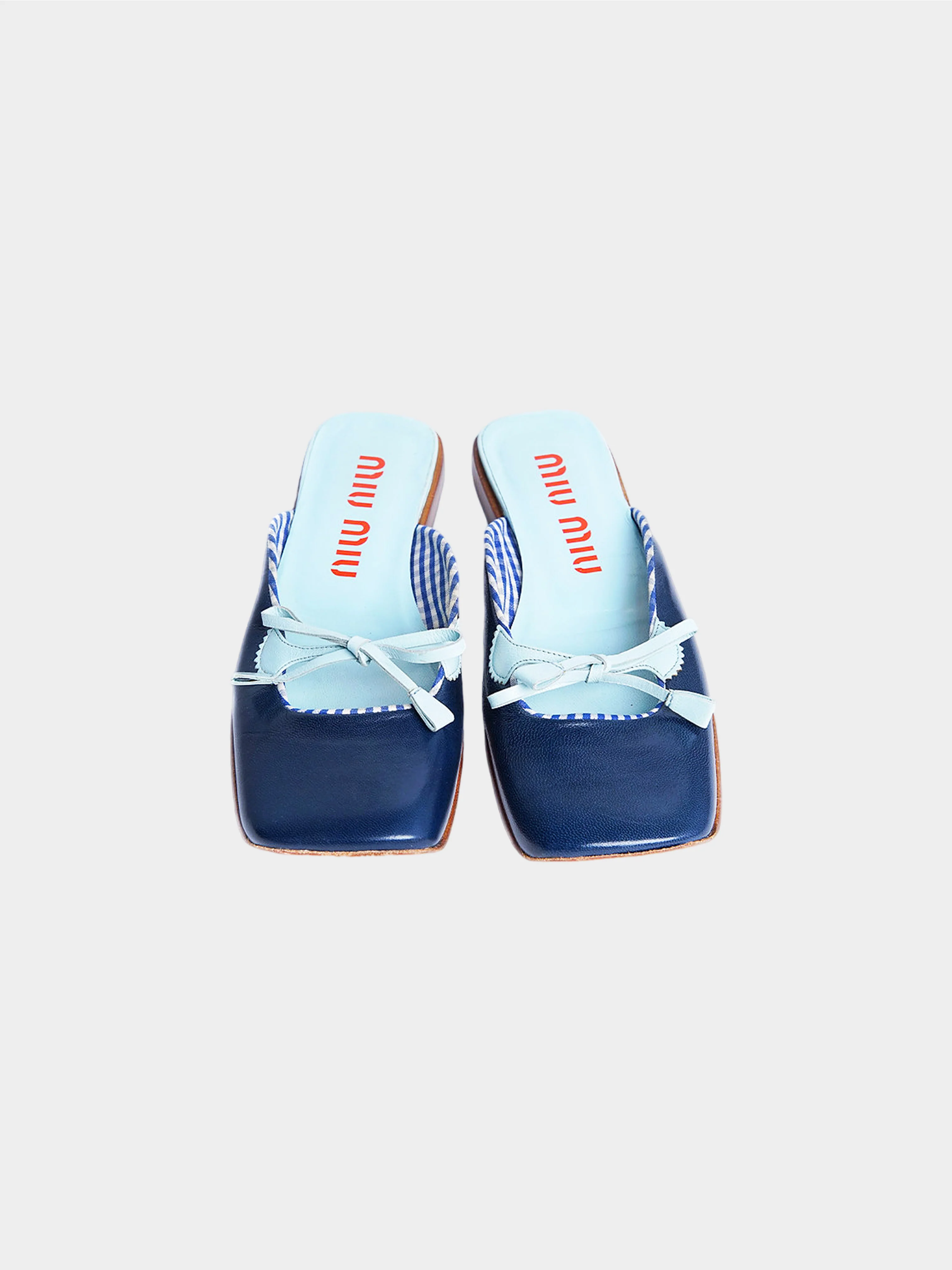 Miu Miu SS 2000 Blue Plaid Leather Flats - Image 2