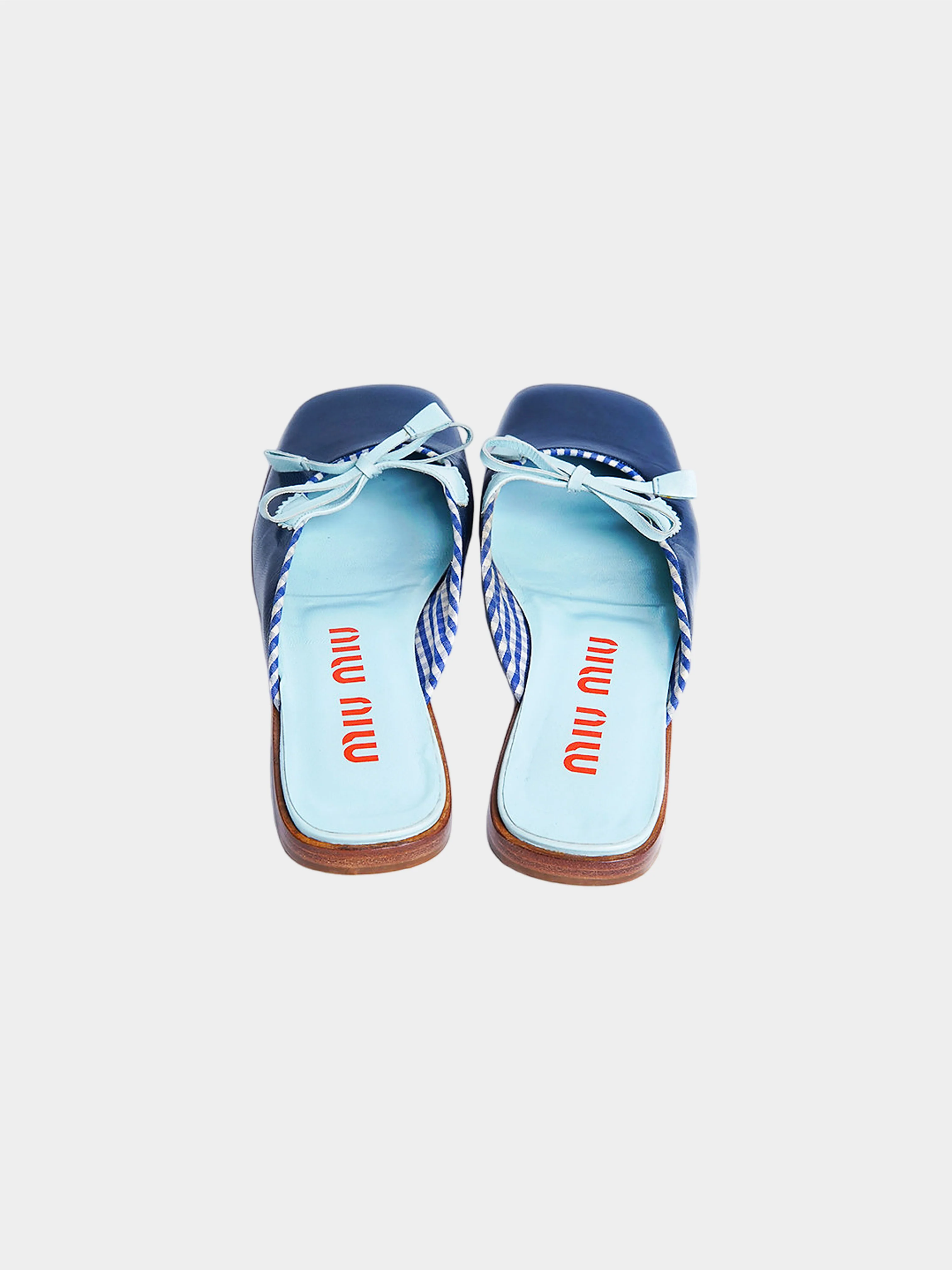 Miu Miu SS 2000 Blue Plaid Leather Flats - Image 4