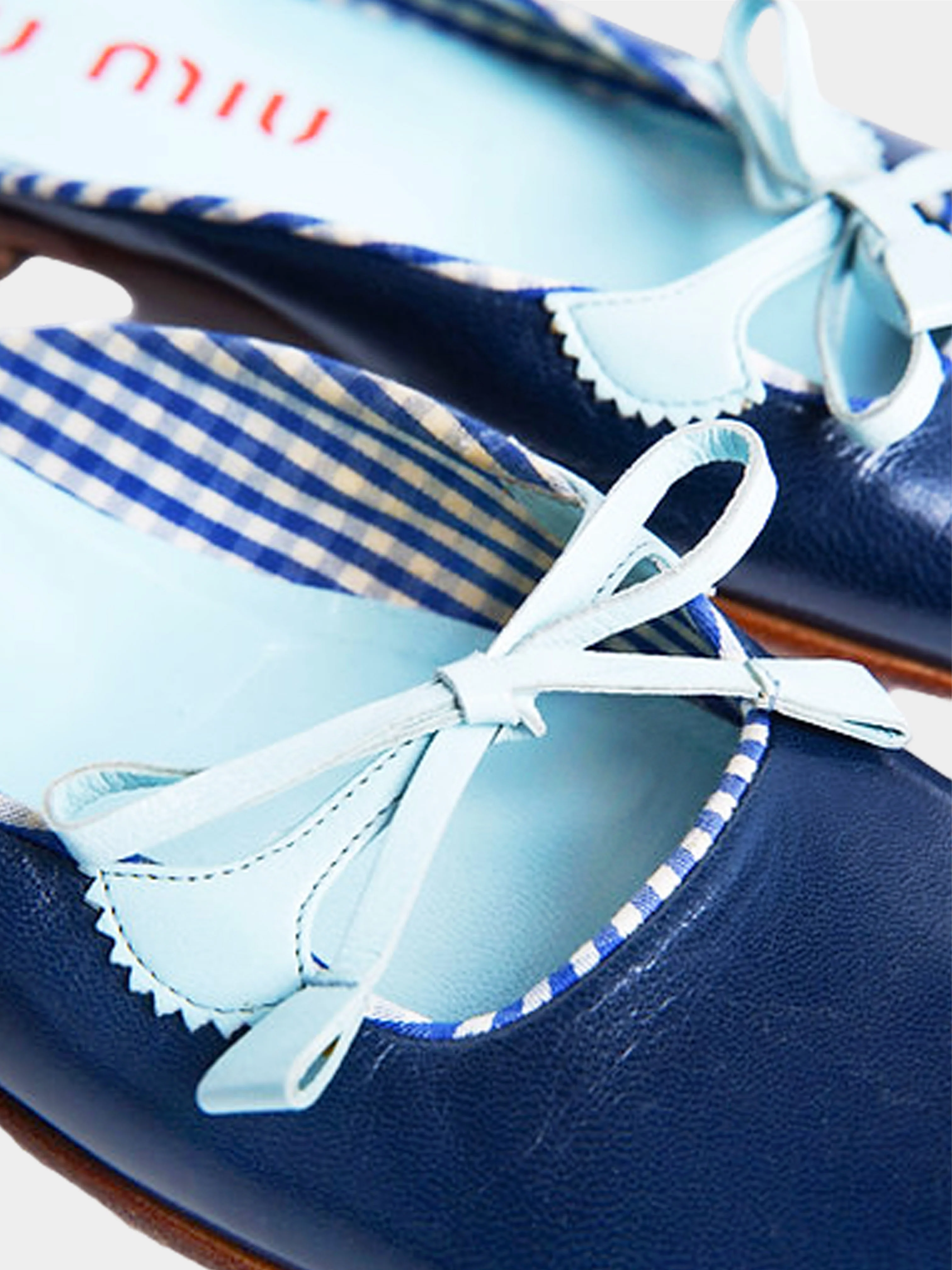 Miu Miu SS 2000 Blue Plaid Leather Flats - Image 5