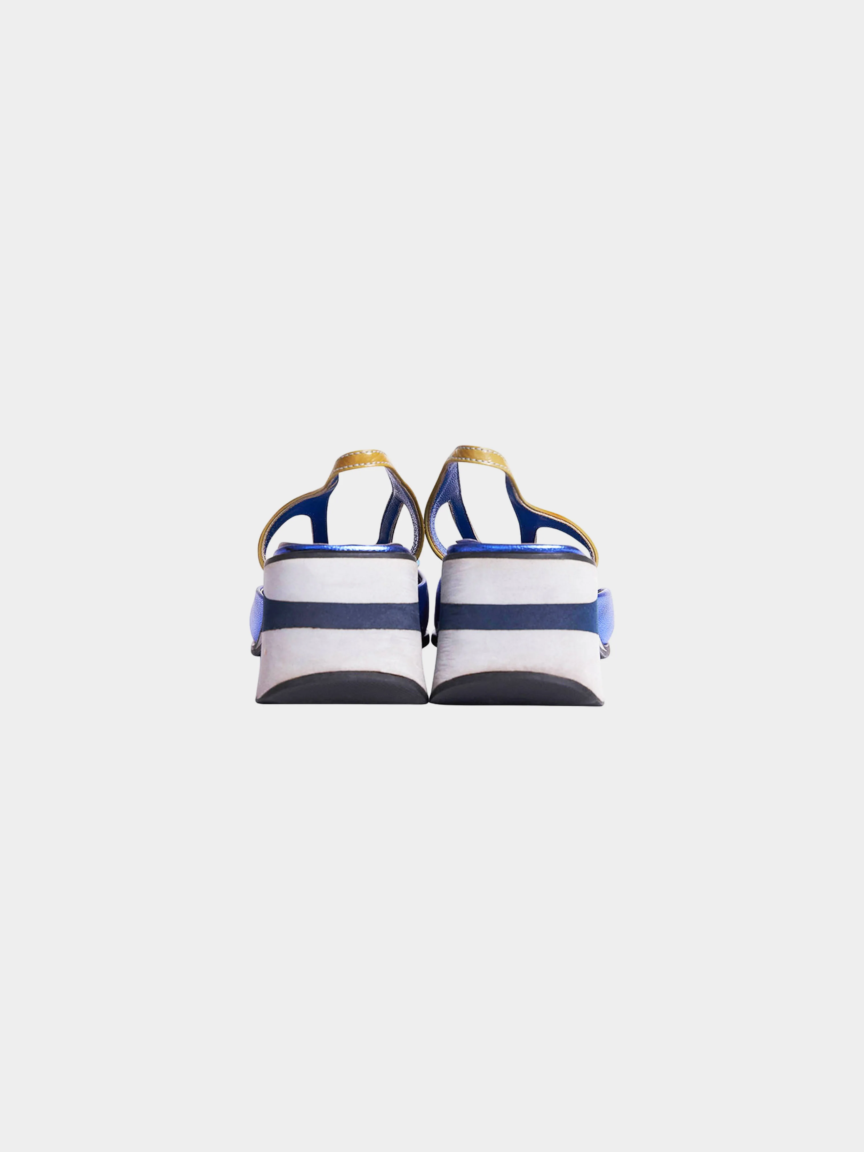Miu Miu SS 2000 Metallic Blue Platform Sandals - Image 3
