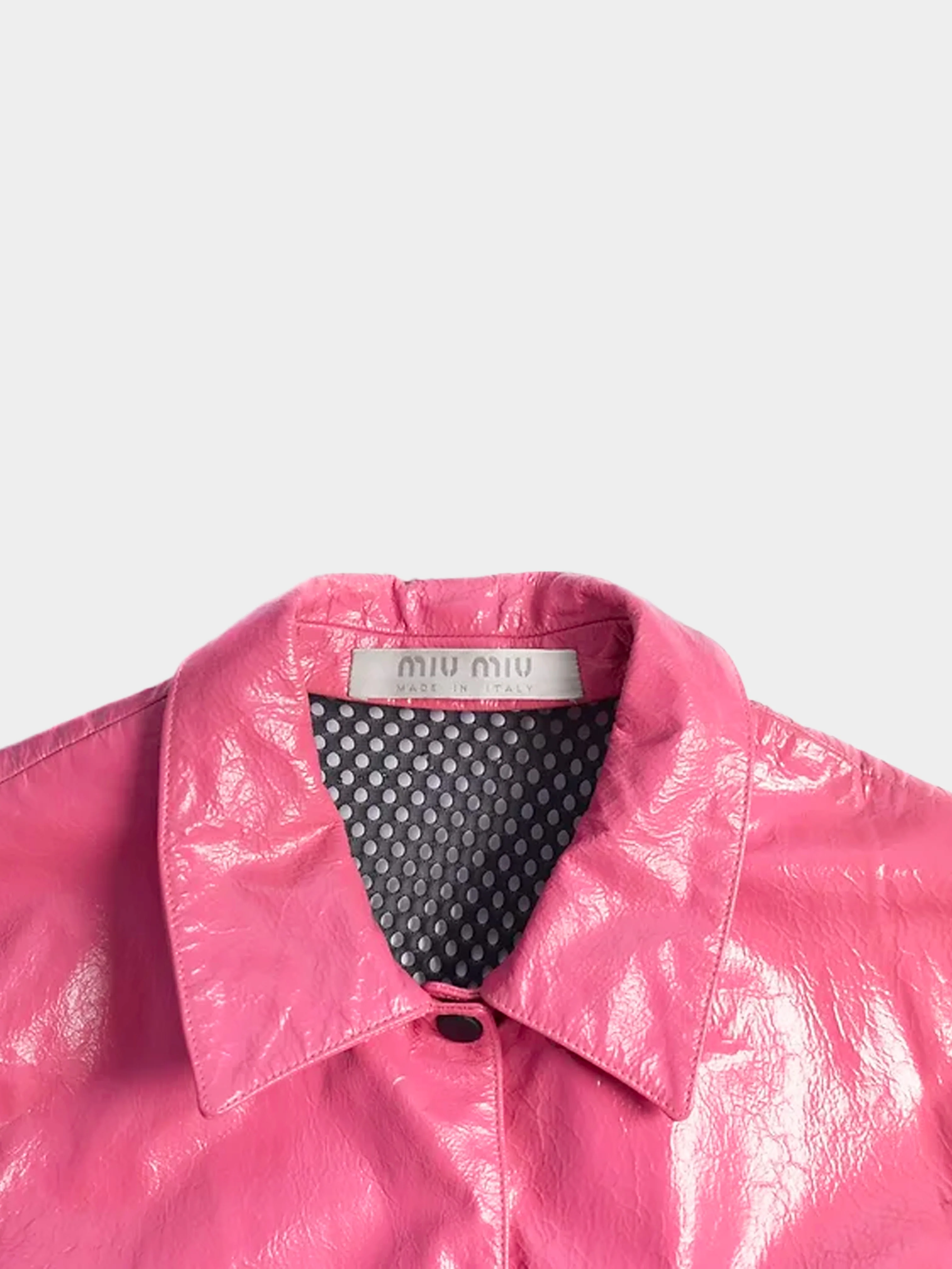 Miu Miu SS 2000 Runway Pink Patent Leather Jacket - Image 4
