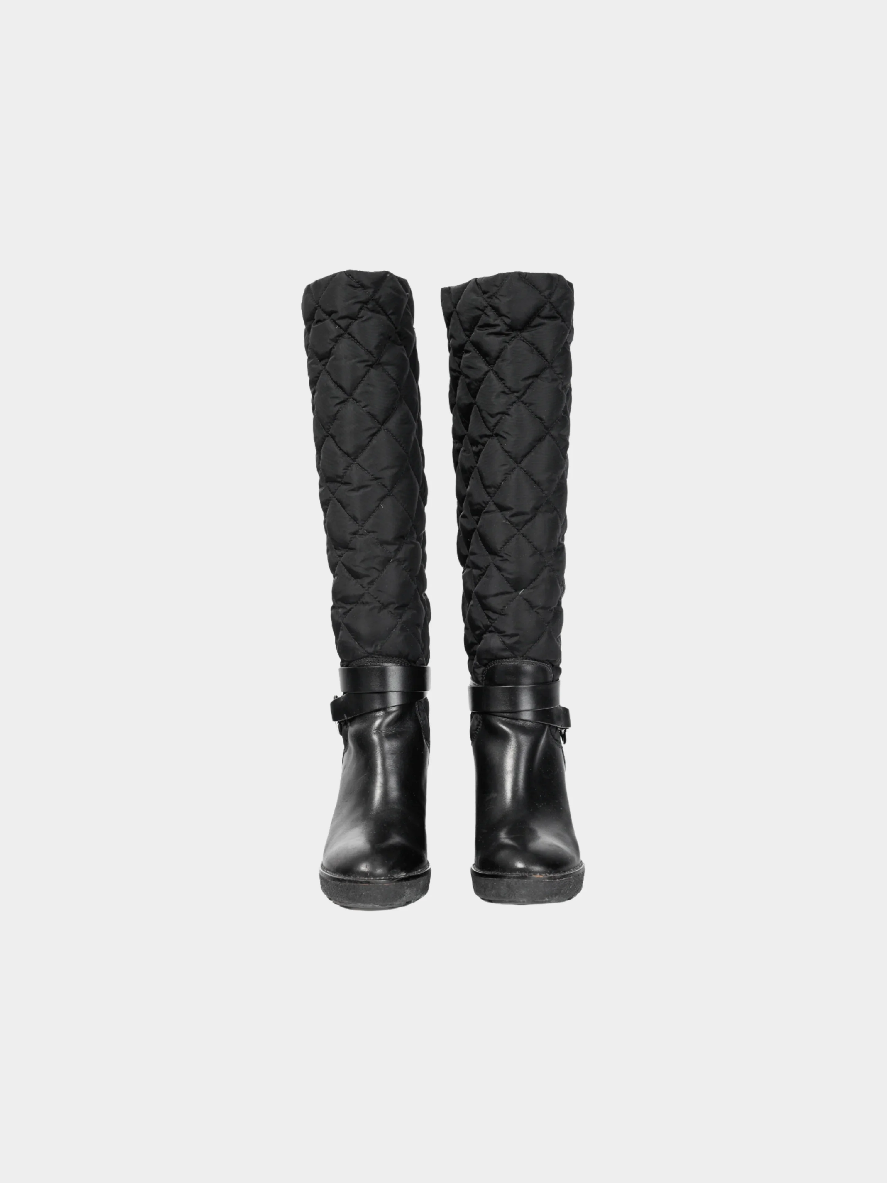 Moncler 2013 New Cernobbio Black Quilted Leather Wedge Boots - Image 2
