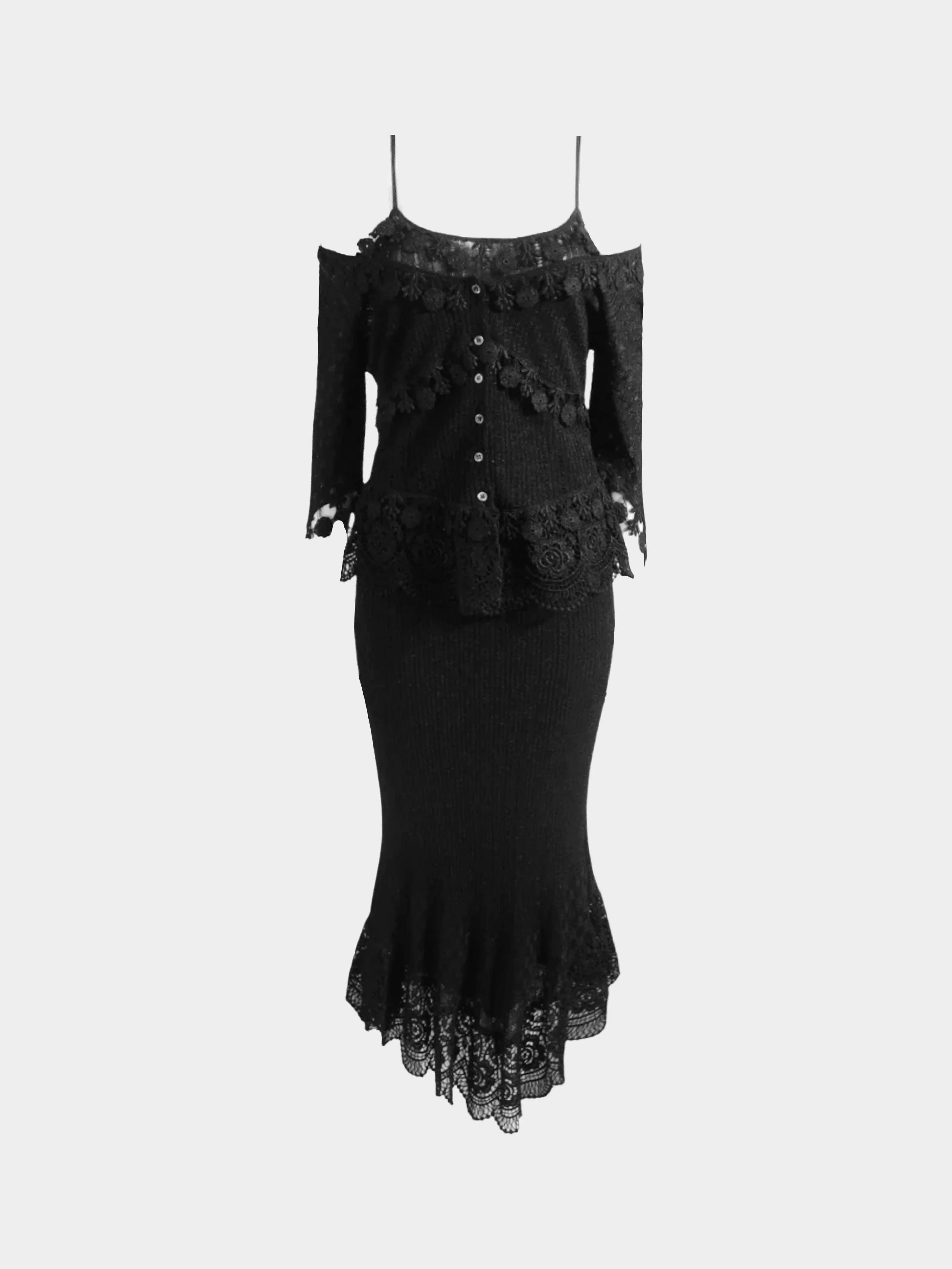 Moschino 1990s Black Knit Dress and Cardigan Set - Image 4