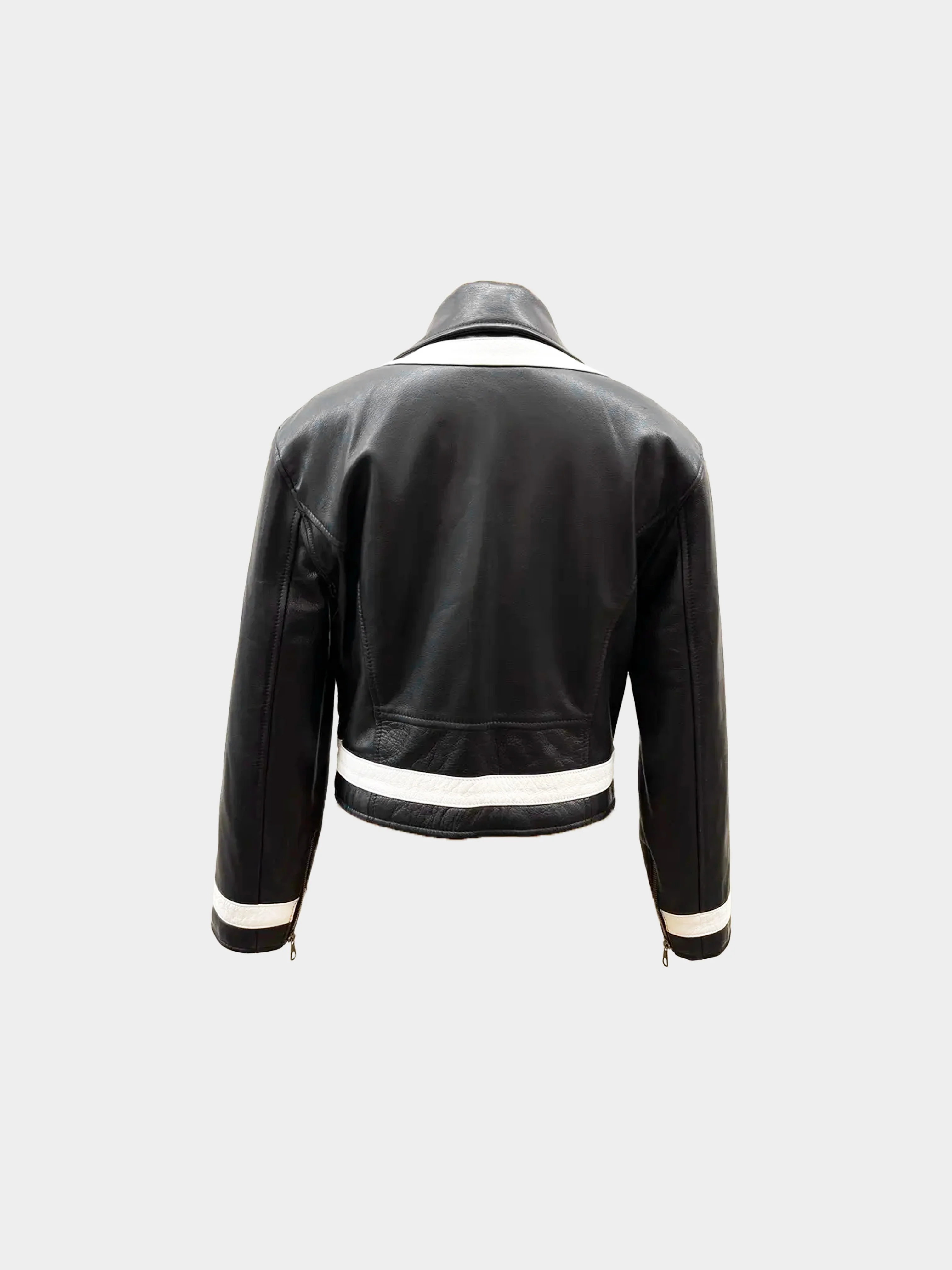 Moschino 1990s Black Leather Biker Jacket - Image 3
